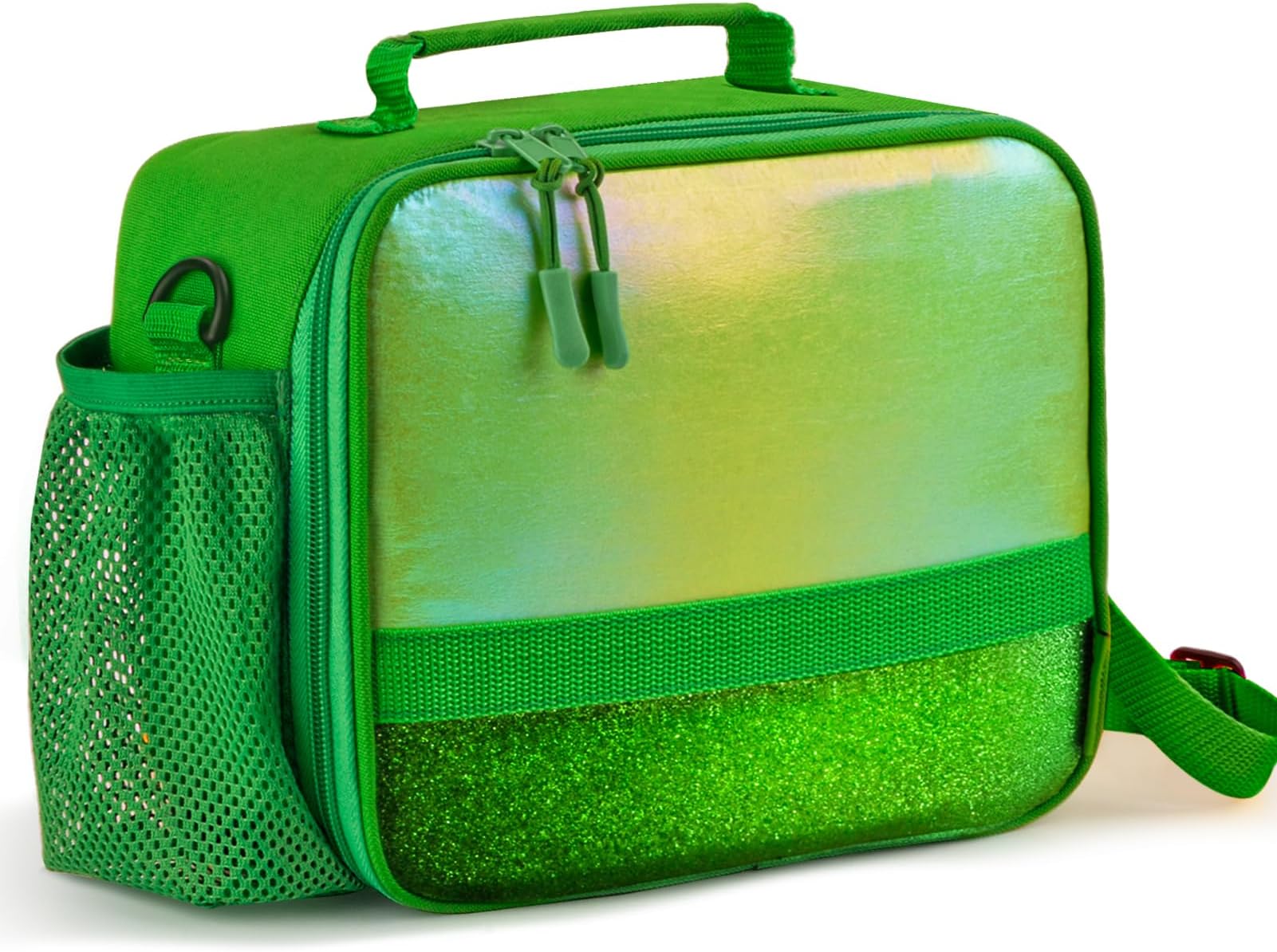 CerbonnyKids Lunch Box, Grass Green, Insulated, Durable Polyester with Zipper Pocket, Adjustable Shoulder Strap, Keeps Food Warm, Ideal for School and Travel