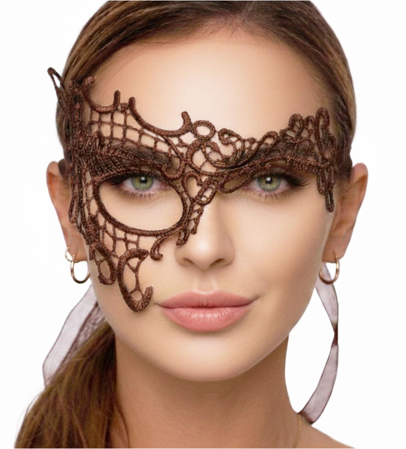 Masquerade Mask For Women Lace Masquerade Masks for Masquerade Party, Phantom Mocha, One Size โ image 1