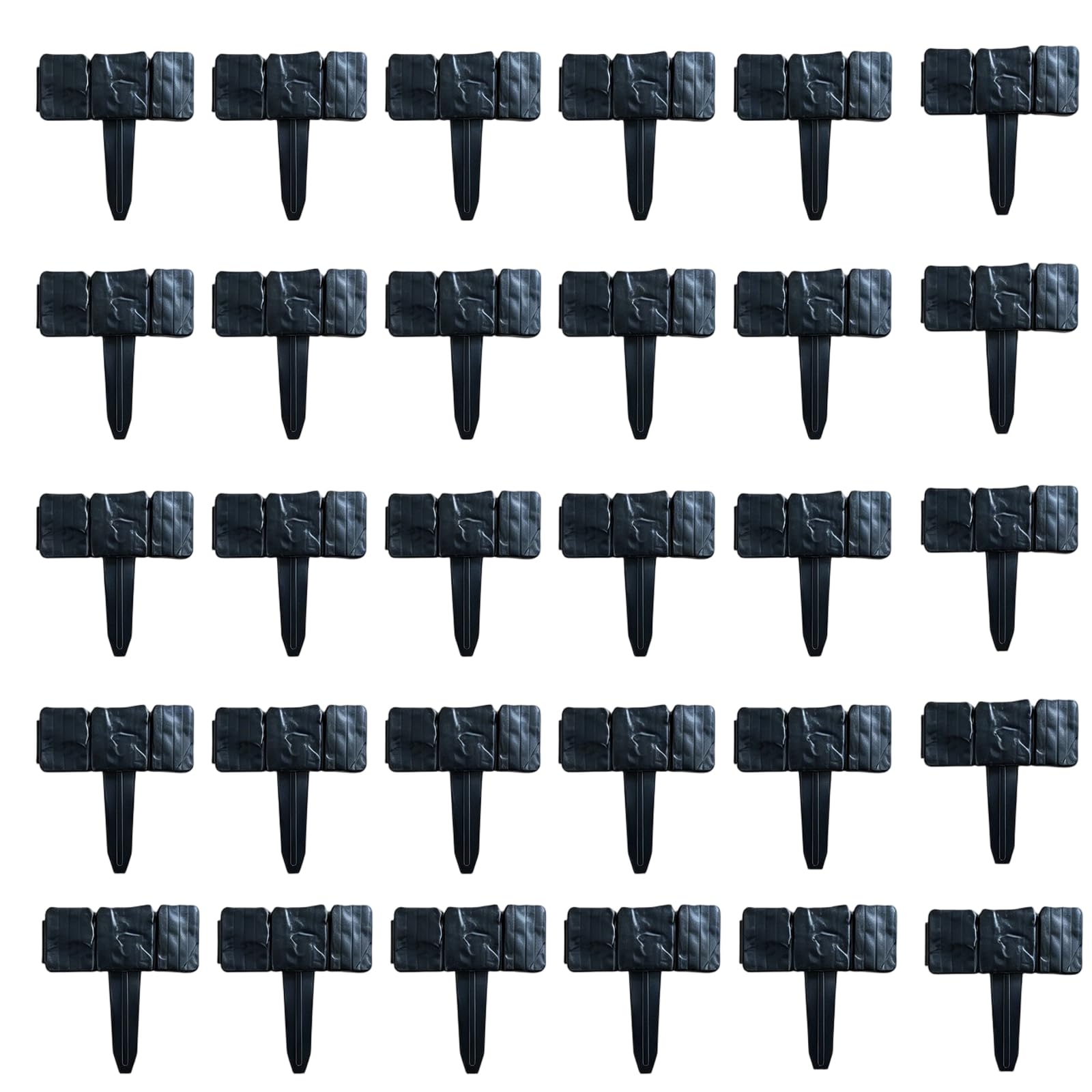 30Pcs Flower Bed Edging Garden Edge Border Stone Effect Lawn Edging Plastic Interlocking Fence Panels Decorative Brick Look Grass Bordering for Patio Path Grave Flowerbed 25cm Sections (Black)