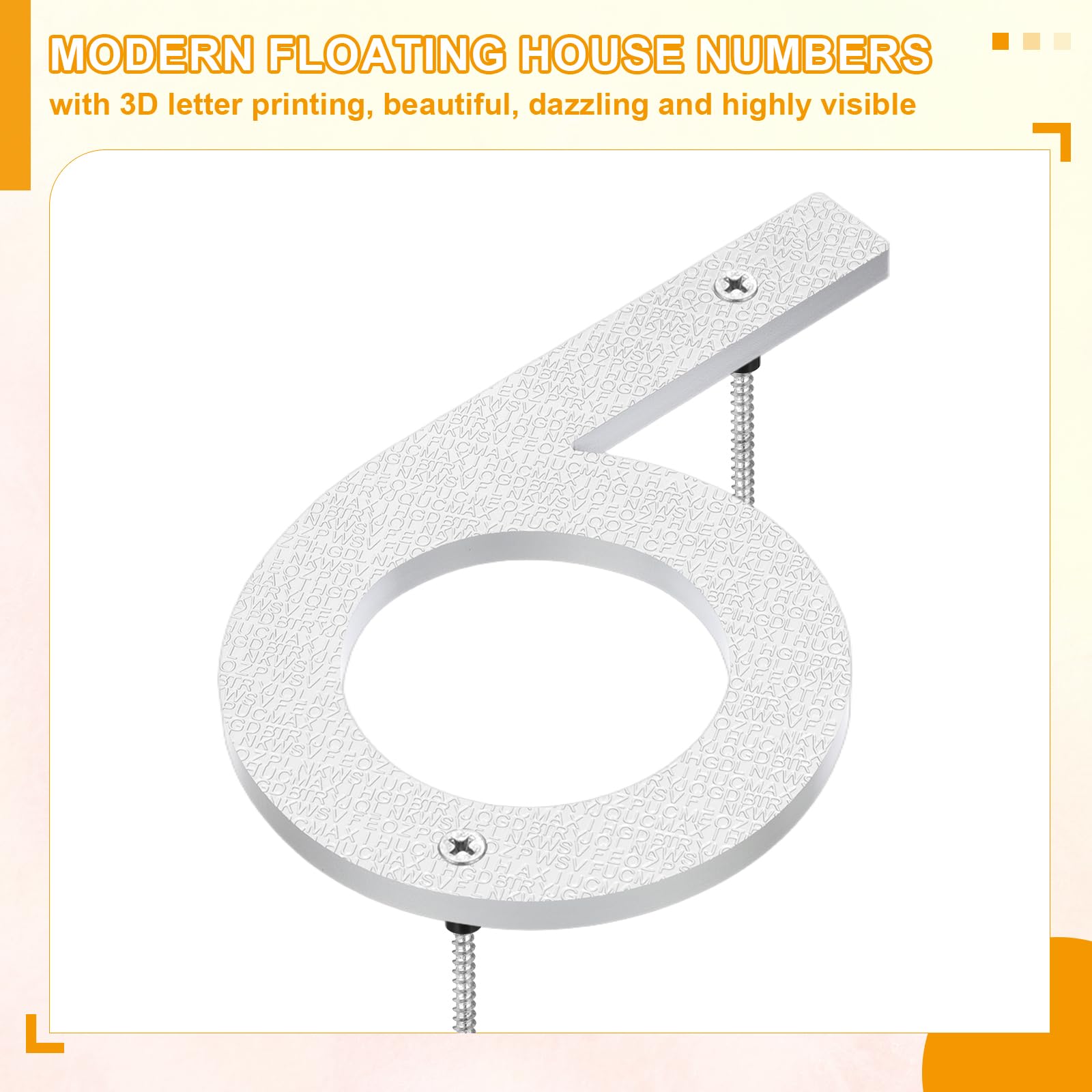 PATIKIL 10 Inch House Number, House Address Numbers Sign Large Floating Modern with Screws for Outside Door Wall Street Silver, 6 - Image 3