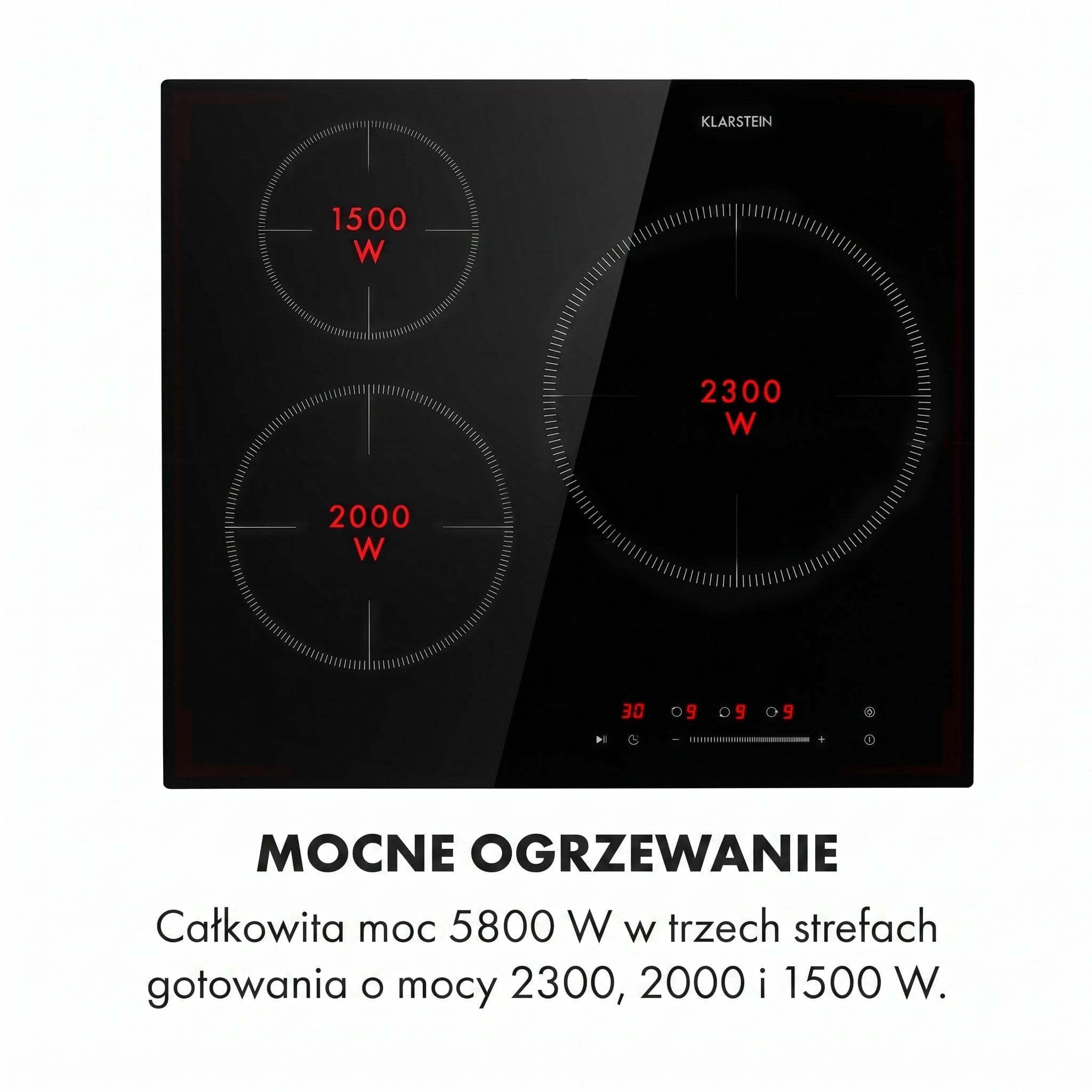 Klarstein Delicatessa 60 płyta indukcyjna - do zabudowy 3 pola, 5800W ThermoBoost, VarioHeating, sterowanie dotykowe, minutnik, blokada rodzicielska, szkło ceramiczne czarne, 60cm