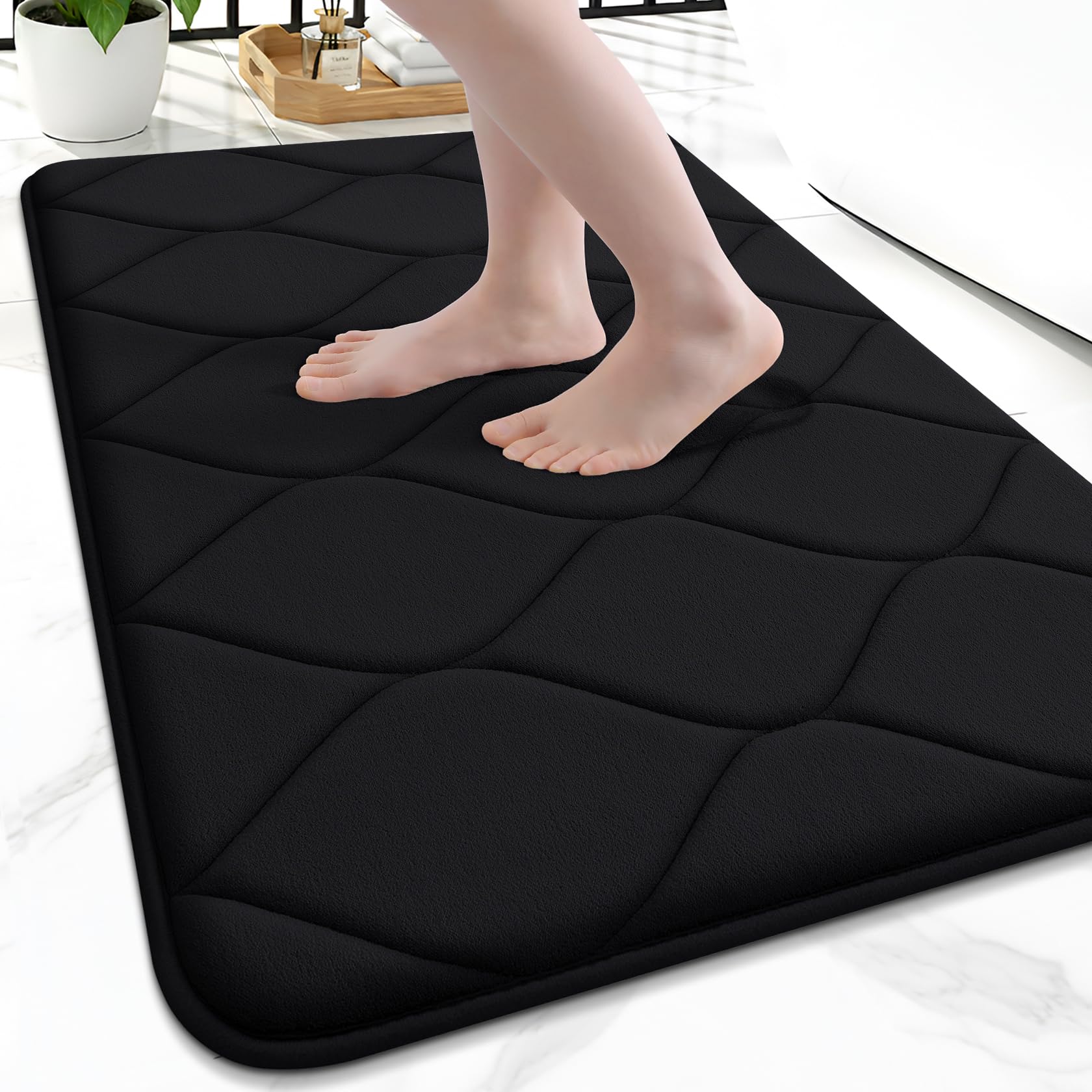 Smiry Memory Foam Bath Mat 24x16, Ultra Soft Absorbent Bathroom Rugs