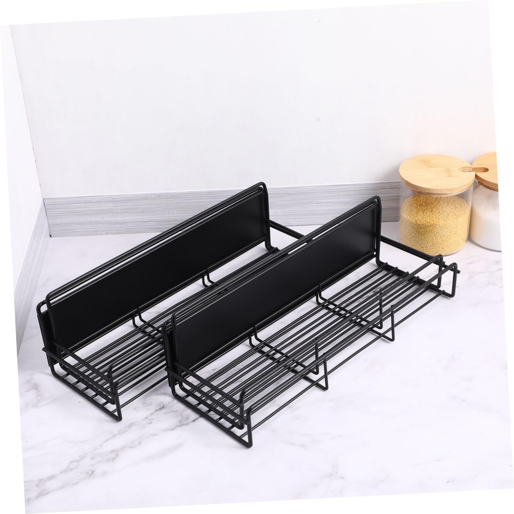 Estante Magnético para Refrigerador, 4 Piezas de Acero al Carbono Negro