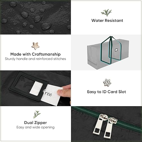 Vista 38 de BALEINE Bolsa de almacenamiento para árbol de Navidad de 7.5 pies, bolsa para árbol de Navidad artificial extragrande resistente con asas reforzadas