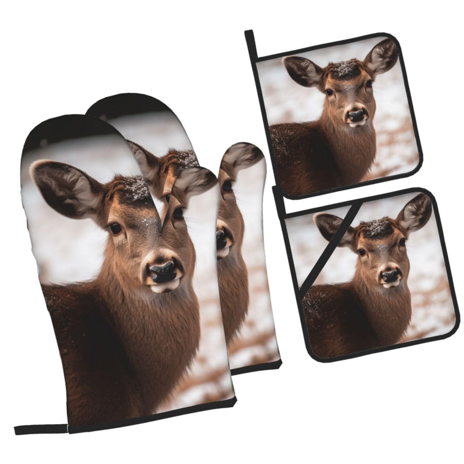 Maniques motif cerf pour la cuisine et le barbecue en famille
