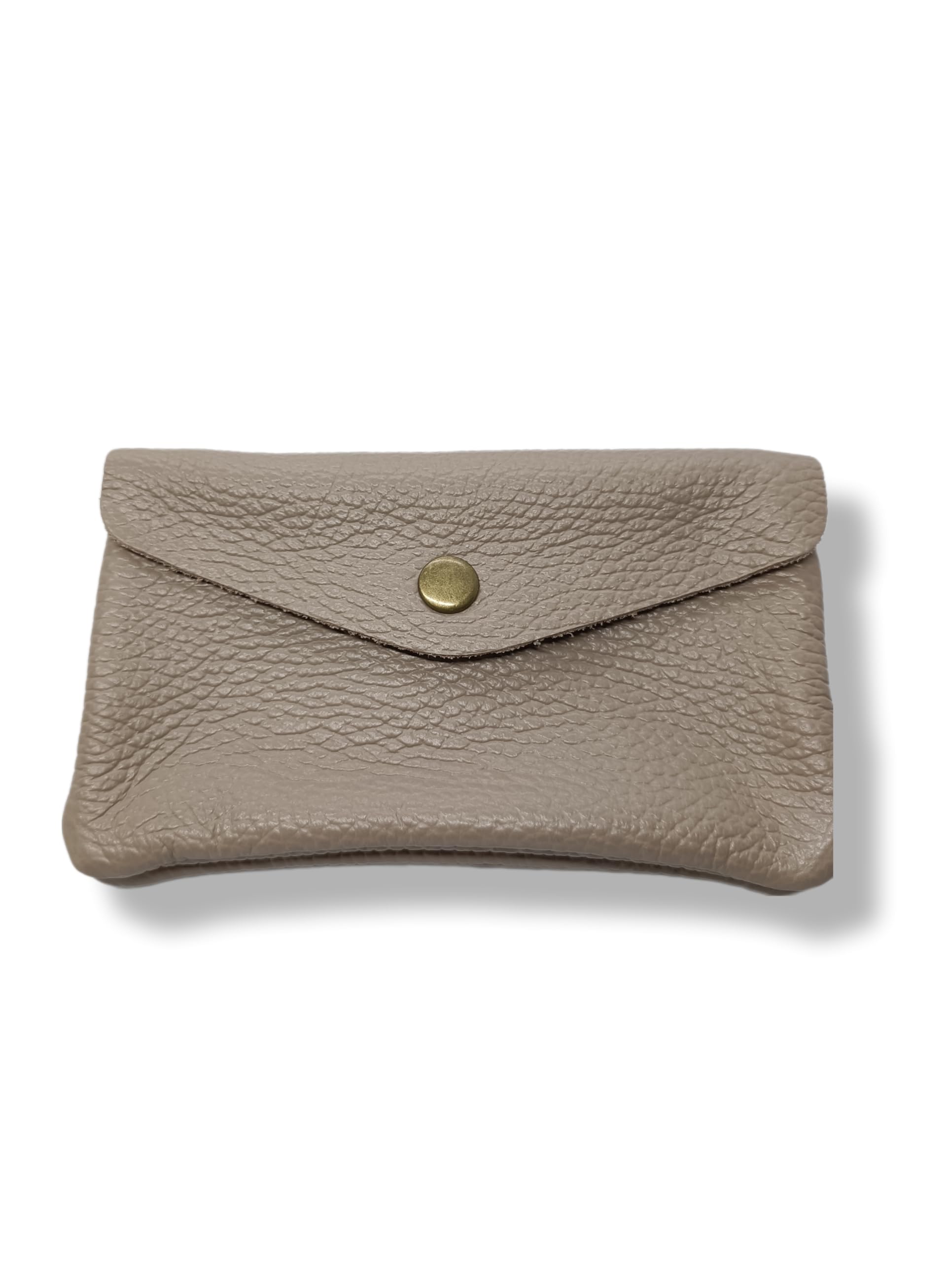 Porte-Monnaie Femme En Cuir Véritable Italien - 15x8cm, 3 Compartiments, RFID, Beige Taupe