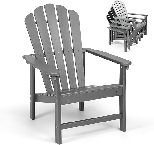 Silla Adirondack apilable, sillas para hogueras de polietileno de alta densidad que ahorran espacio para todo tipo de clima, para patio al aire libre