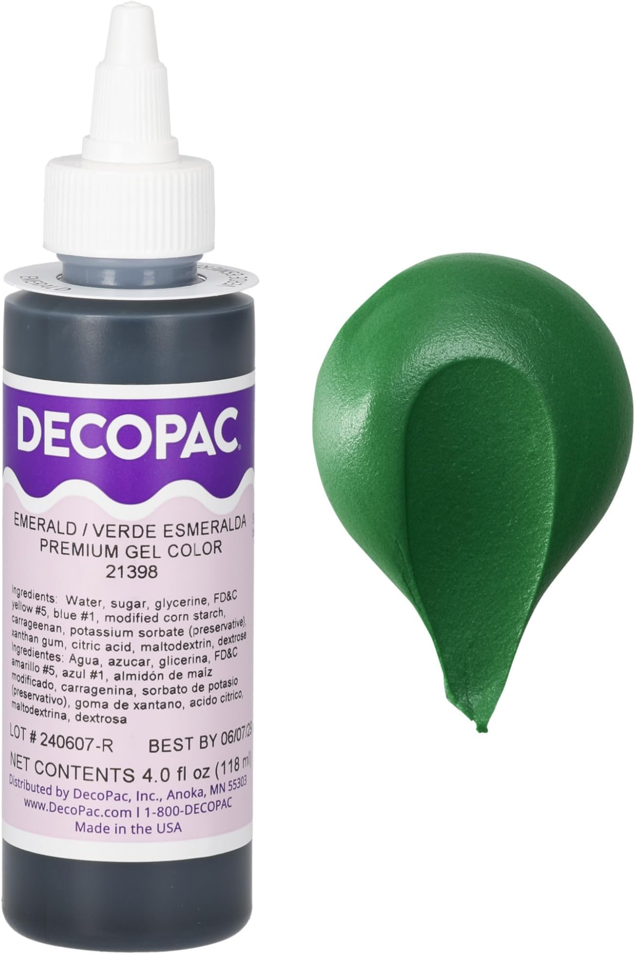 DecoPac Emerald Trend Premium Gel Color Cake Decorations Food Coloring - Gel Color - 4 Fl Oz, Emerald Green