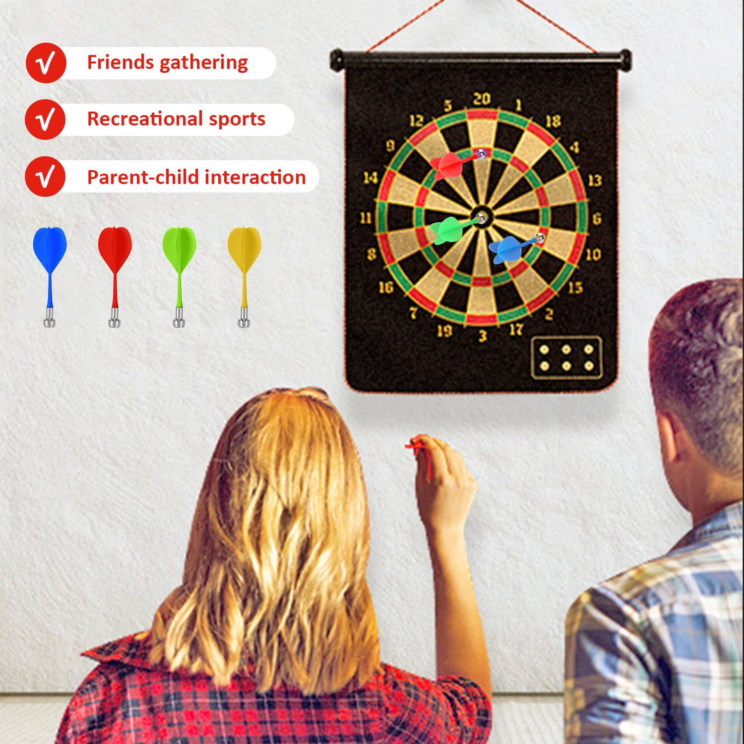 Freccette Magnetiche PFLYPF - 16 Pezzi 4 Colori, Sicure Per Bambini E Adulti, Ideali Per Casa, Bar E Serate Con Amici
