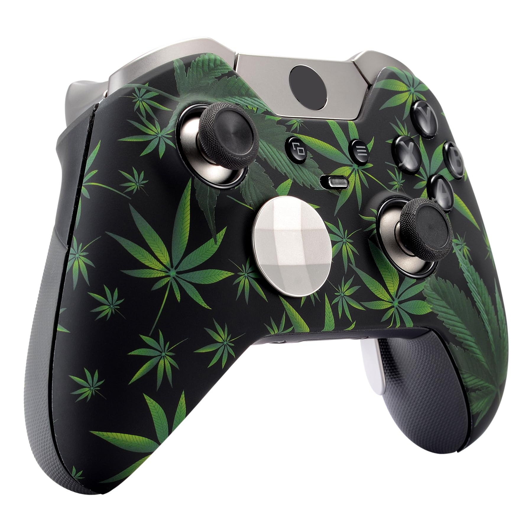 eXtremeRate Cover Custodia Anteriore Case Copertura Frontale Pezzo di Ricambio per Xbox One Elite Controller Model 1698 con 2 Anelli d'Accento(Erbe Verdi)