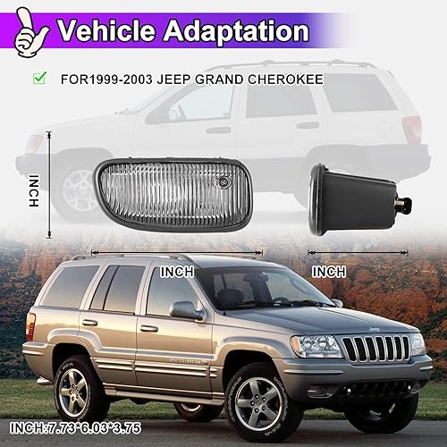 Miniatura 4 de Nixon Offroad Juego de luces antiniebla para Jeep Grand Cherokee 1999-2003 juego de luces antiniebla de conducción 1 par lente transparente