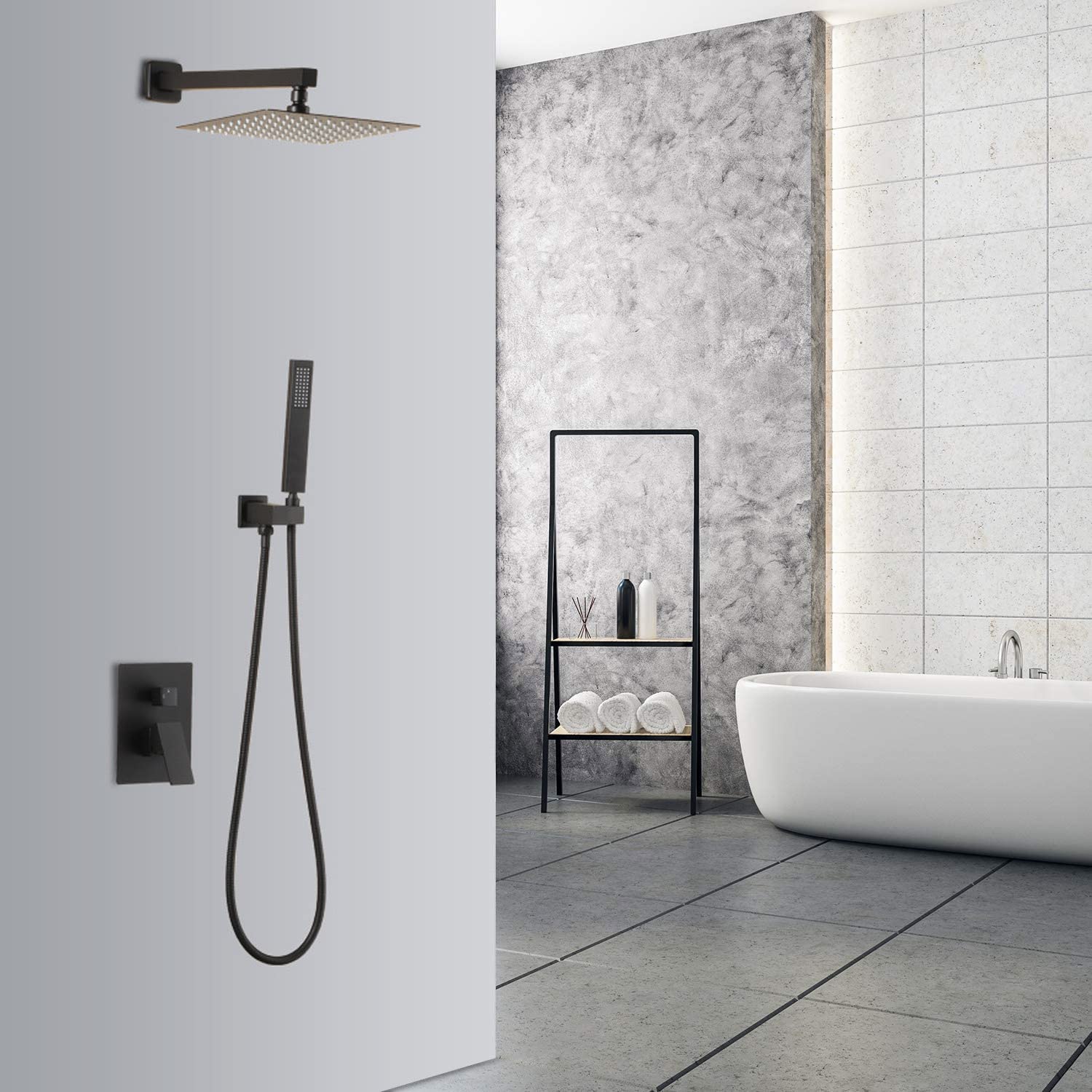 Grande soffione doccia a pioggia da 25,4 cm con doccetta combinata a parete, set ideale per il bagno di ricambio