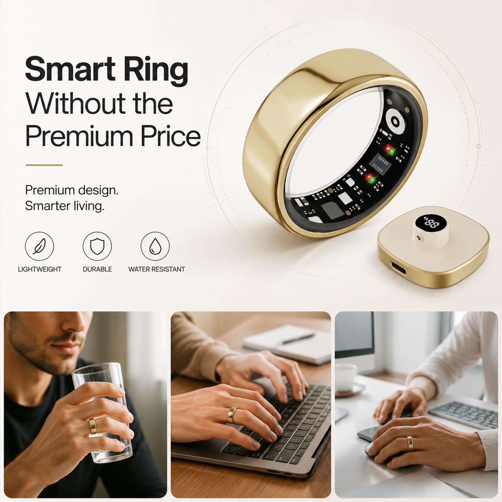 findtime Bague intelligente pour homme et femme