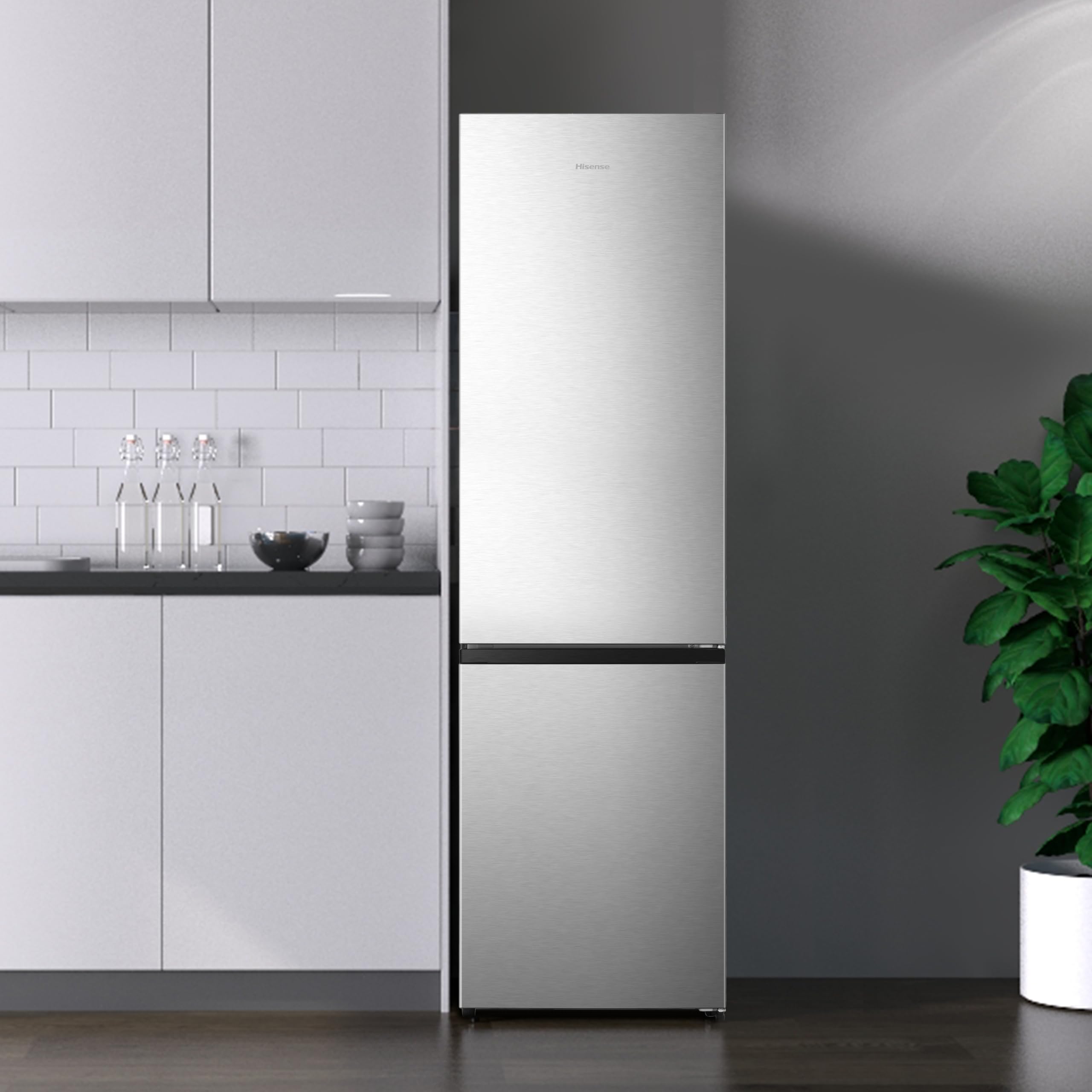 Hisense RB440N4ACA - Frigorífico Combi, Eficiente Clase A, Capacidad 336 L, Multi-air Flow, Micro Vents Cooling, Congelamiento Rápido, Total No Frost, Puerta Reversible, Color Inox