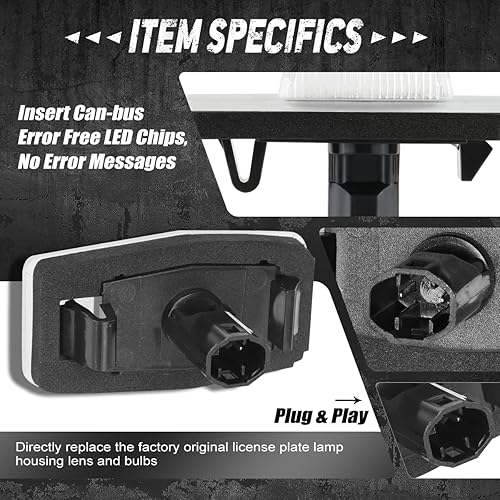Miniatura 4 de NUVISION LIGHTING NVL-LPL-009 - Par de luces LED para placa de matrícula de carcasa negralente transparente compatible con 99-03 Protece02-03