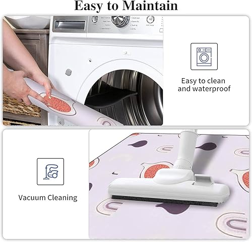 Miniatura 5 de Juego de alfombras de cocina estilo bohemio retro con diseño de higos y luna arcoíris de mediados de siglo, estilo moderno para impresiones, tapete