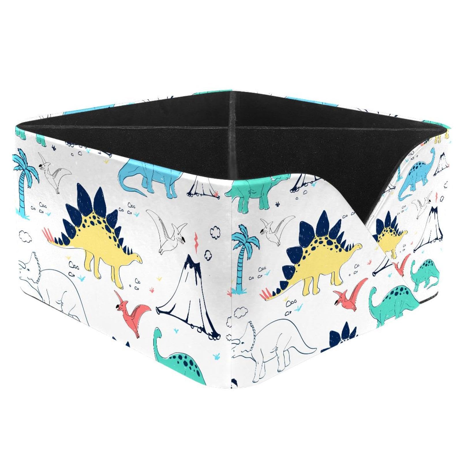KengjuTesu Dinosaurs Volcano Palm Tree Forest Pattern Desktop Organizer Pen Holder, Rectangular Pencil Cup for Office, Study and Makeup Stations
