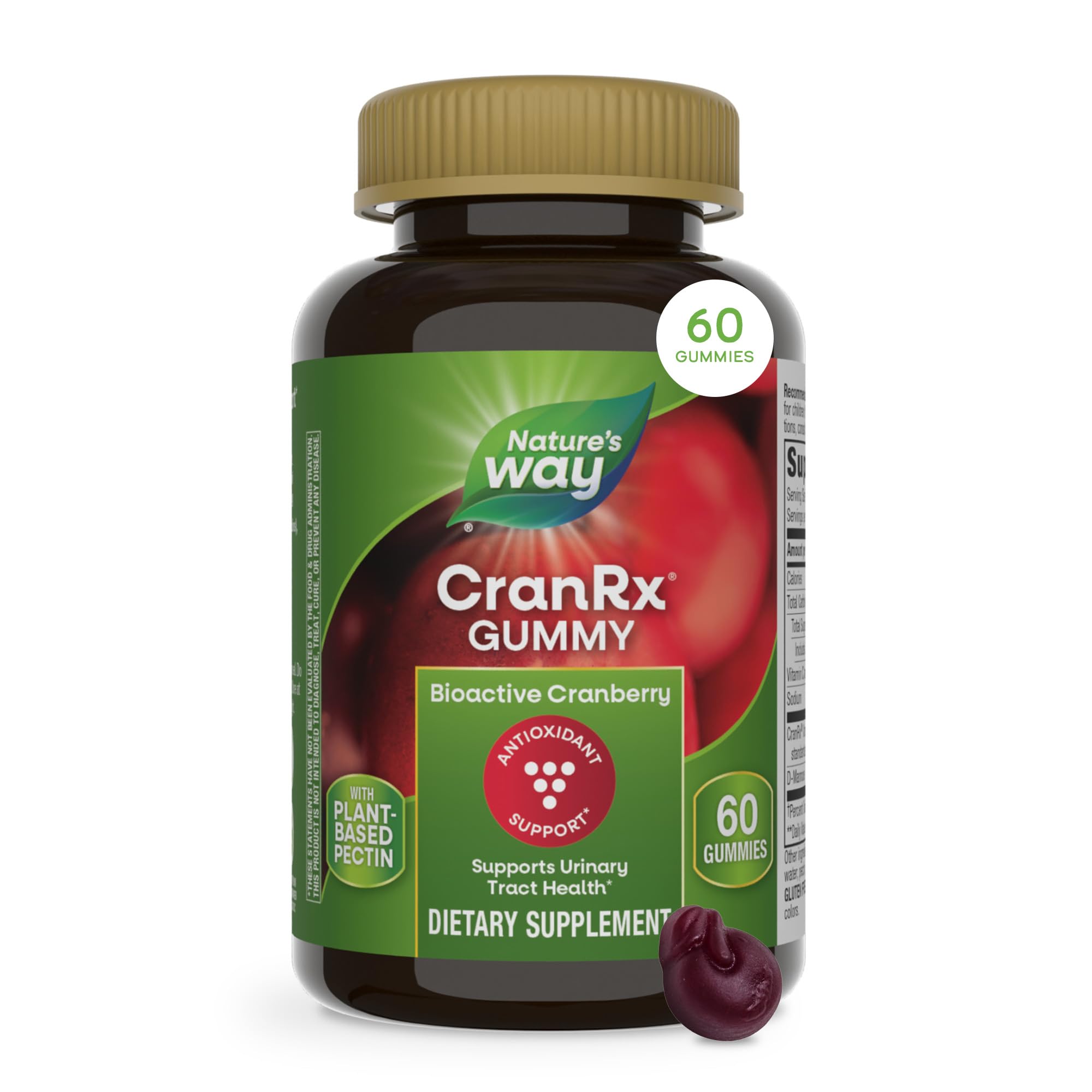 Nature's Way CranRx Cranberry Gummies, Urinary Tract Health Support*, 60 ct 60 Count (Pack of 1)