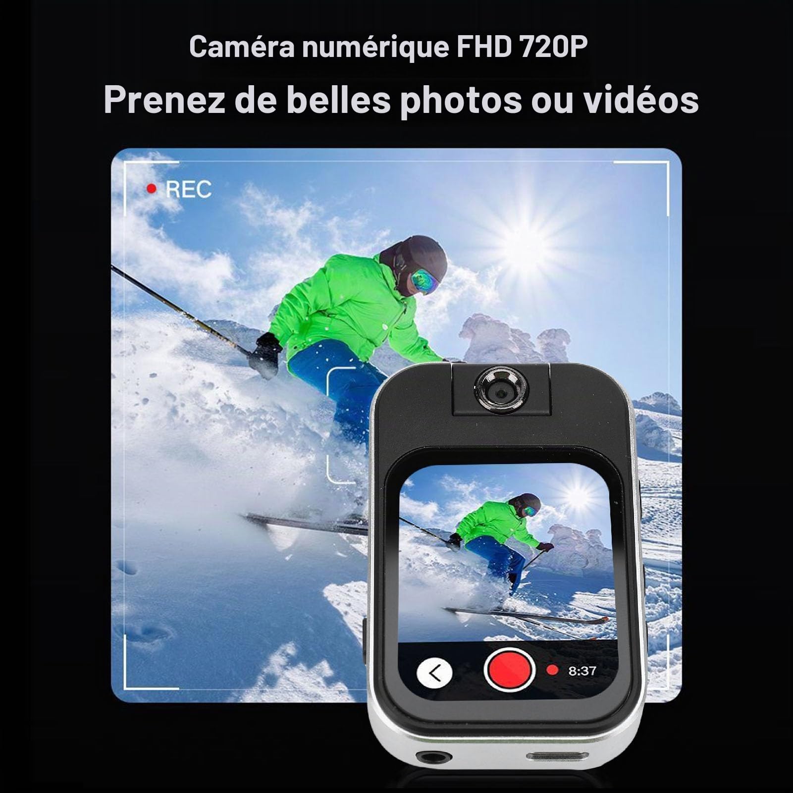 Lecteur MP3 Bluetooth 5.4 Sportclip Lecteur de Musique à écran Tactile de 2,0 Pouces avec Caméra pour Le Sport, MP3 avec Vidéo, Enregistreur, Photo,