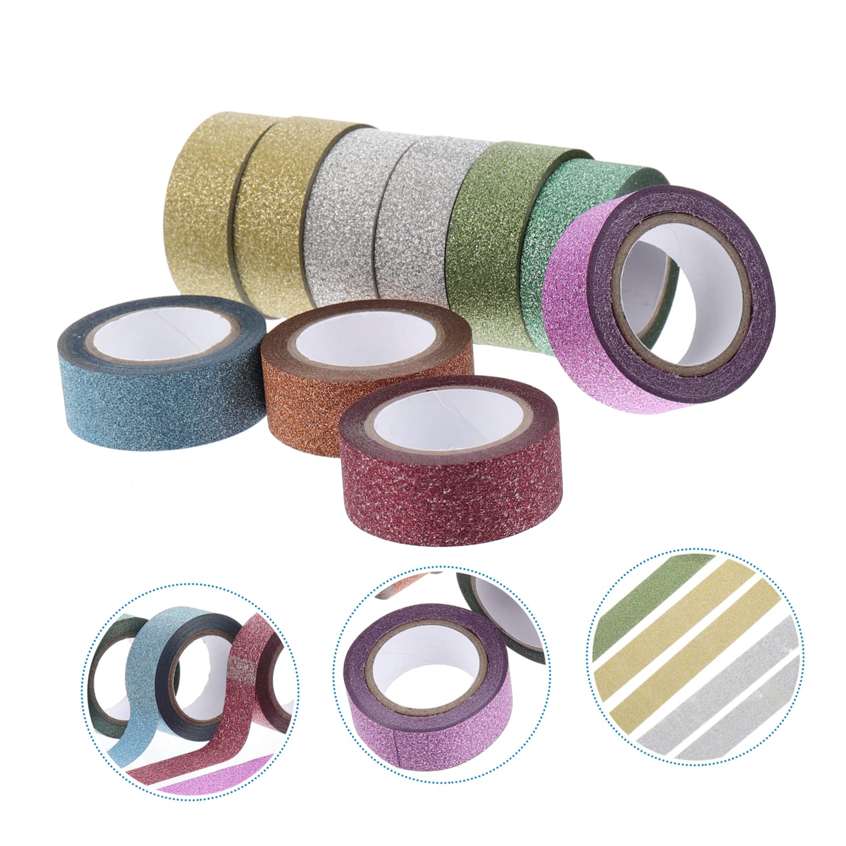 DOITOOL 3 Sätze Glitzerband Sticky Tape The Washi Tape Glitzerndes Abdeckband Scrapbooking Mit Dekorativem Klebeband Dekoratives Washi-klebeband Abreißbares Washi-tape 10 Stück * 3