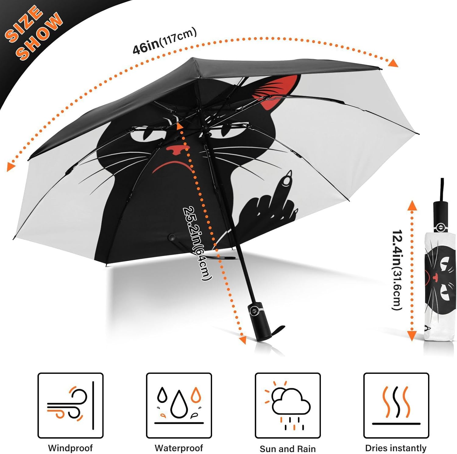 JIPONI Windproof Travel Umbrellas 02 - Large Compact Umbrella for Rain & Sun, Automatic Anti-UV Protection and Light Folding for Backpack & Car