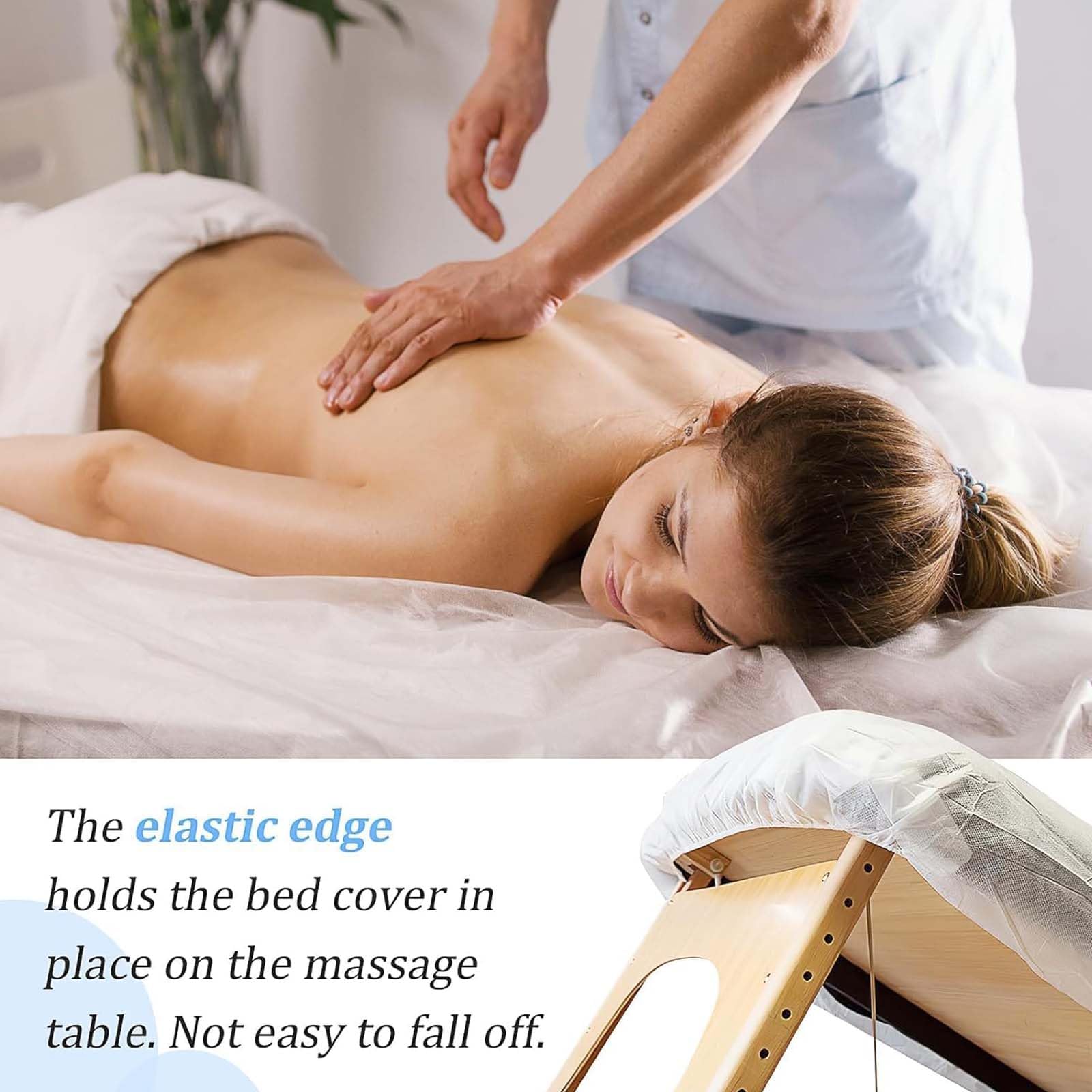 50 sábanas bajeras desechables de 84 x 35 pulgadas para mesa de masaje con elástico, transpirable, desechable, cubierta de mesa de masaje, fundas de cama de spa de tela no tejida, un solo uso para