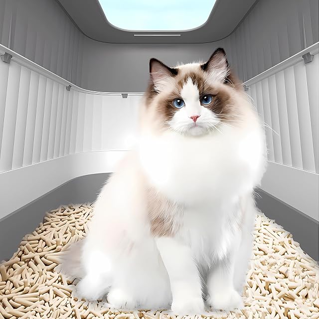 Foto 3 de 8 de Baño para Gatos, Bandeja de Arena Cerrada, Arenero para Gatos con Pala Inodoro para Mascotas con 2 Puertas