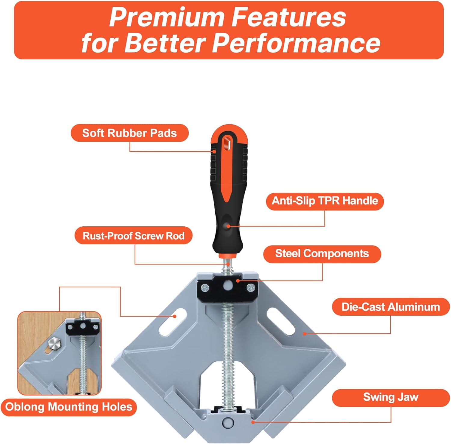 4PCS 90° Right Angle Corner Clamps for Woodworking, Cabinet Assembly, Drawer and Frame Construction, Welding Heavy Duty Aluminum Alloy Adjustable Clamp Tools with 2.75" Capacity