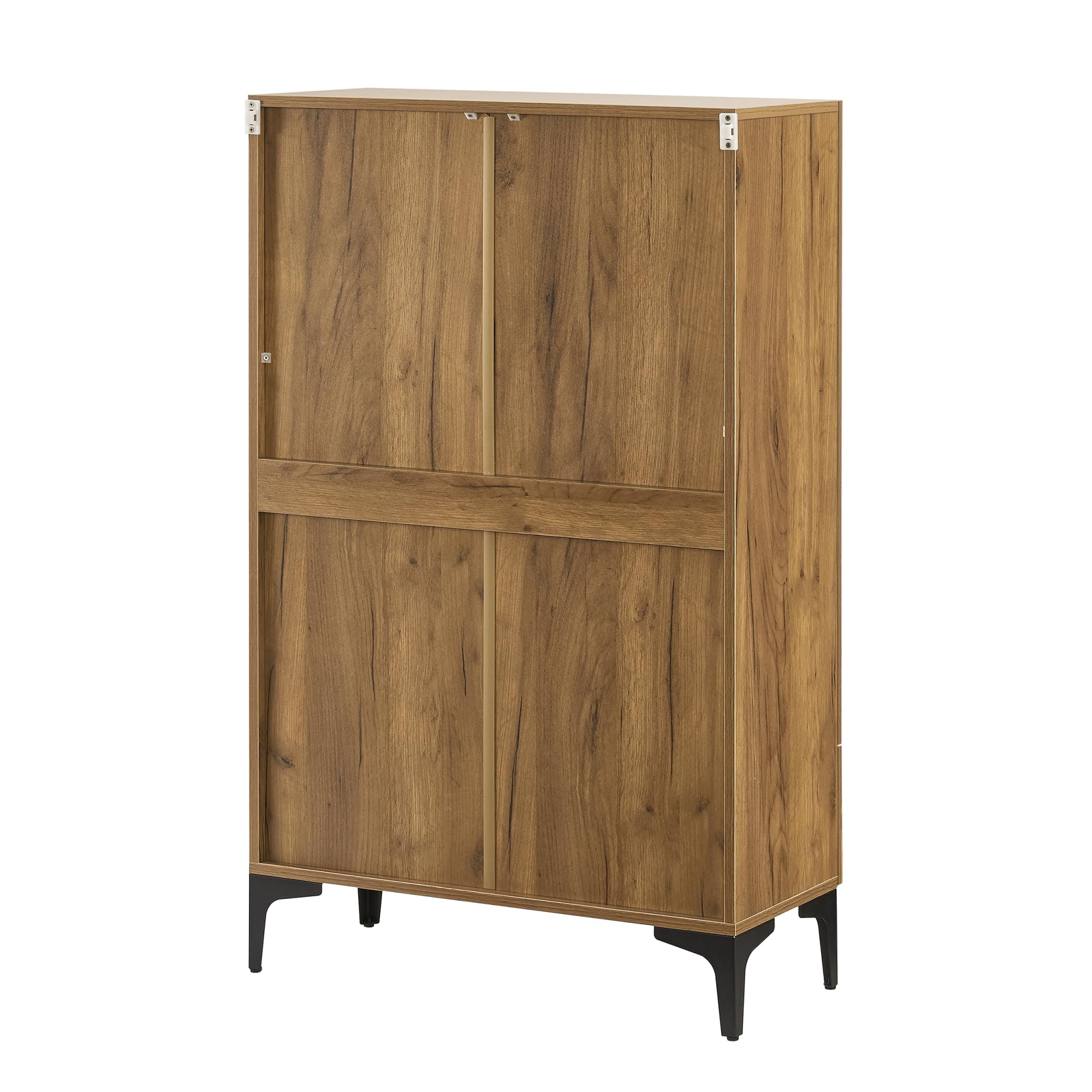 [en.casa] Vitrina Søndersø Aparador para salón Mueble Auxiliar para Comedor Oficina con Estante Cajón 2 Puertas de Cristal Aglomerado 115 x 70 x 31 cm - Efecto Roble y Negro