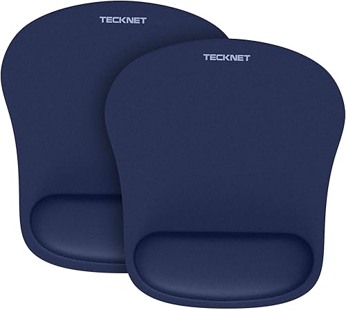 Miniatura 12 de TECKNET Paquete de 2 alfombrillas para mouse con soporte de muñeca, alfombrilla ergonómica para mouse para juegos, alivio del dolor, alfombrilla de