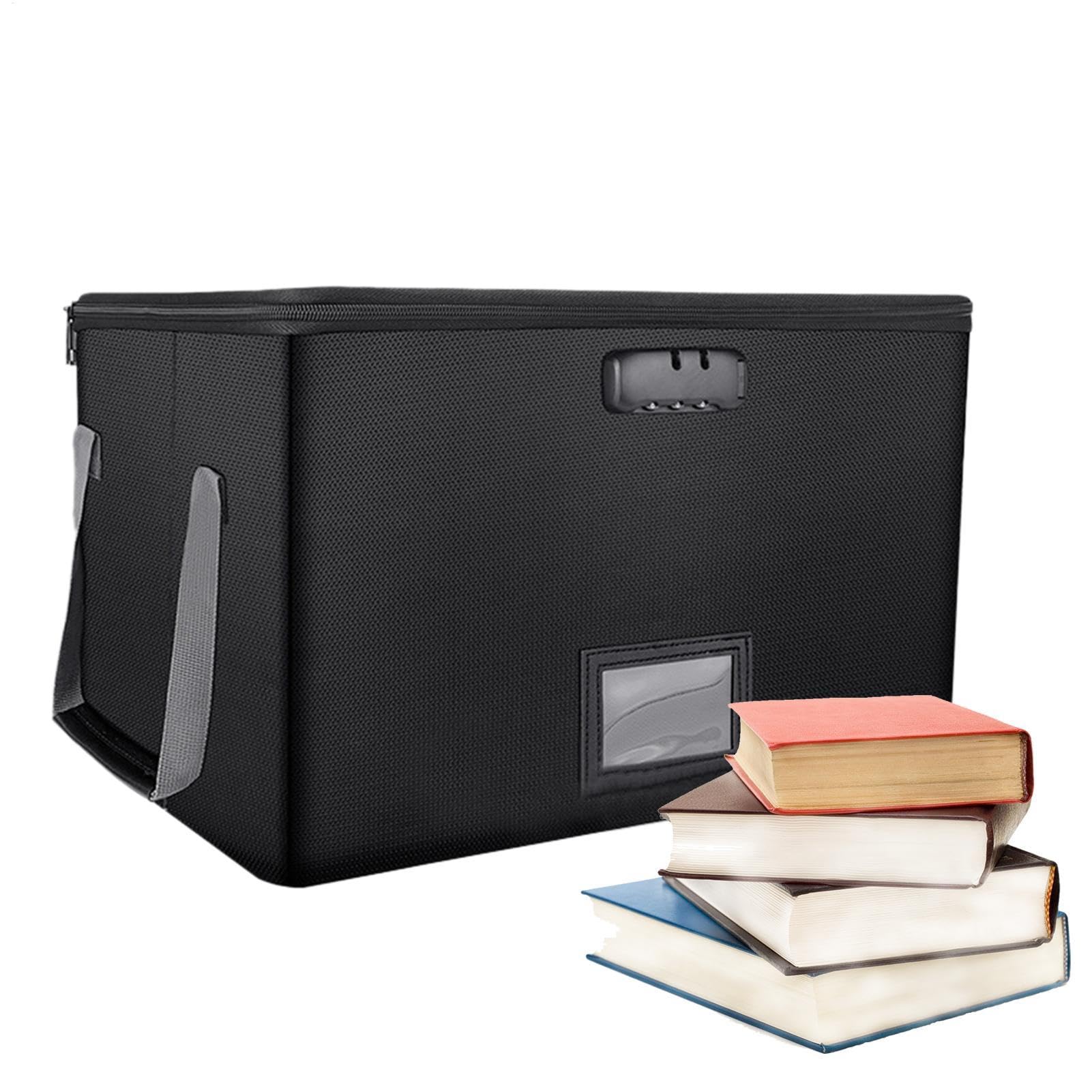Organizer per schedario, borsa portadocumenti ignifuga, archiviazione | sicura per gioielli, lettere e file, dimensioni 39,3 x 30 x 25 cm, materiale composito ignifugo, grande capacità