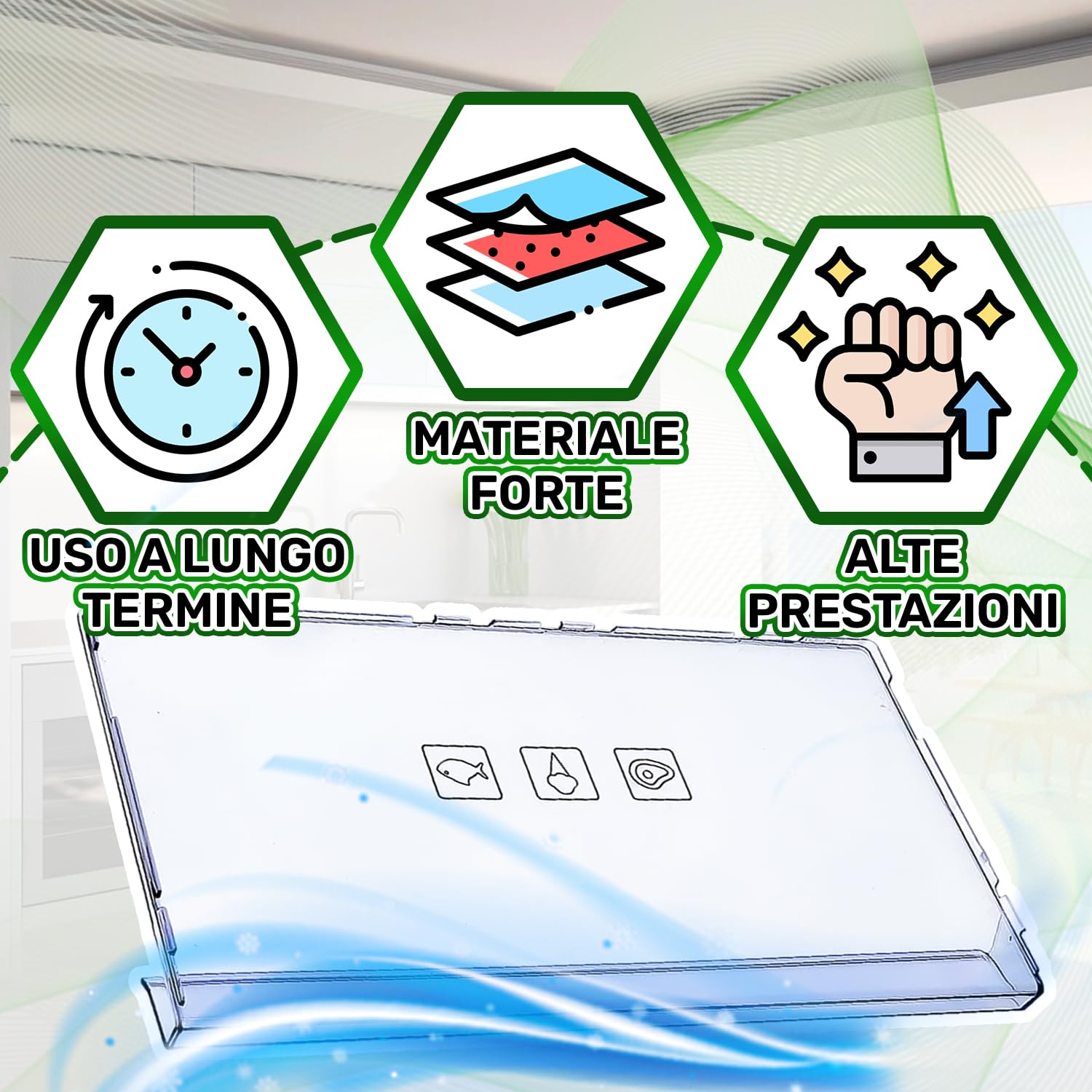 ONIX TECH Pannello Frontale del Cassetto per Frigorifero e Congelatore 402x150x36 mm con Codice Originale 4640640200 4638250500 per Beko - Garanzia di 5 Anni
