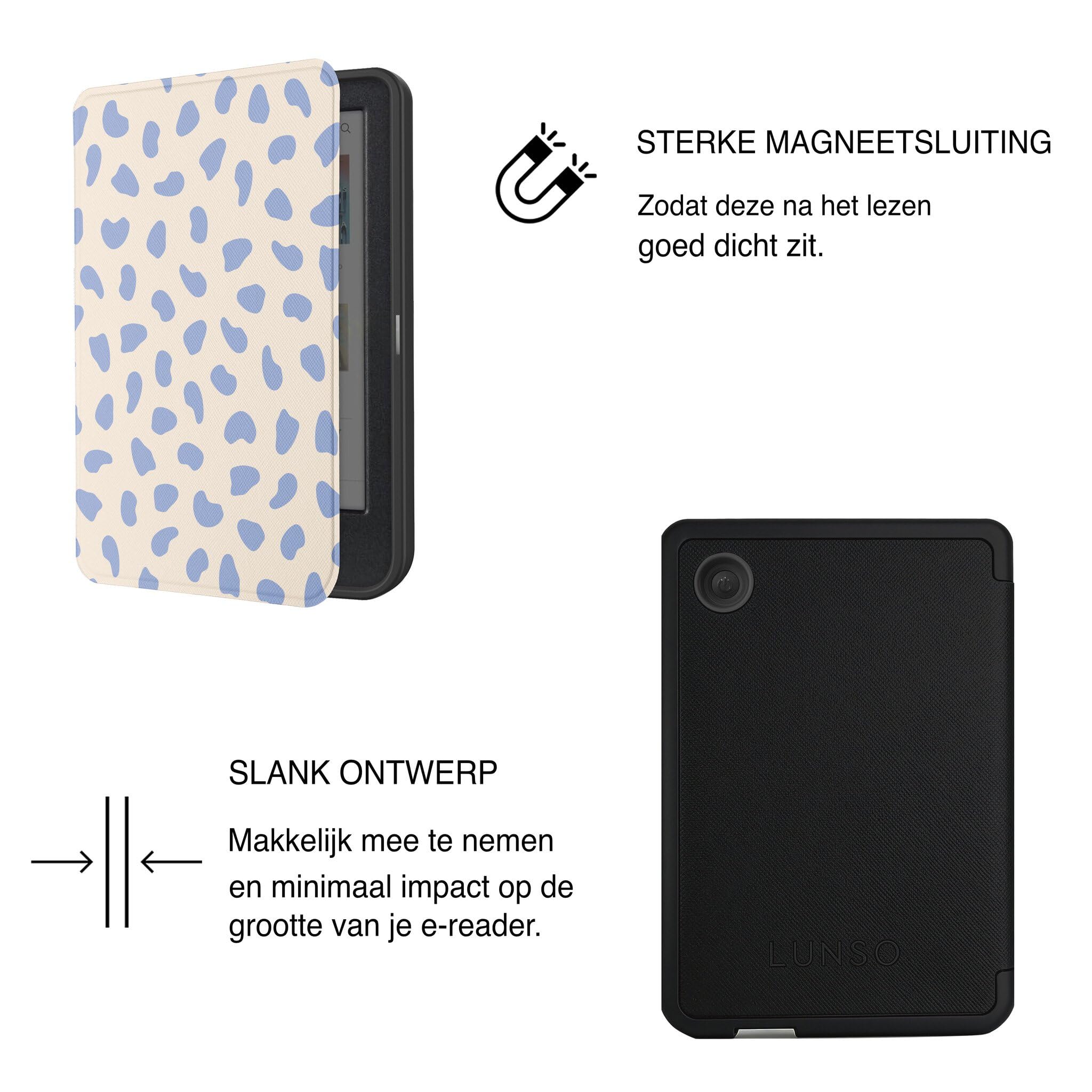 Lunso Passend für Kobo Clara BW/Clara Colour Hülle (6 Zoll) - Vegan Saffiano Leder Sleep Cover - Azure Pebble