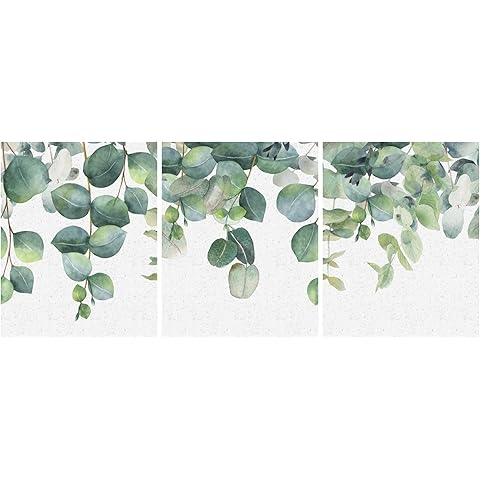 Aria Walls Eucalyptus Wall Art Set of 3 – 16x20 Minimalist Botanical Prints | Framed Sage Green Decor for Bedroom, Living Room, Office | Ready to Hang, Japandi Boho Style