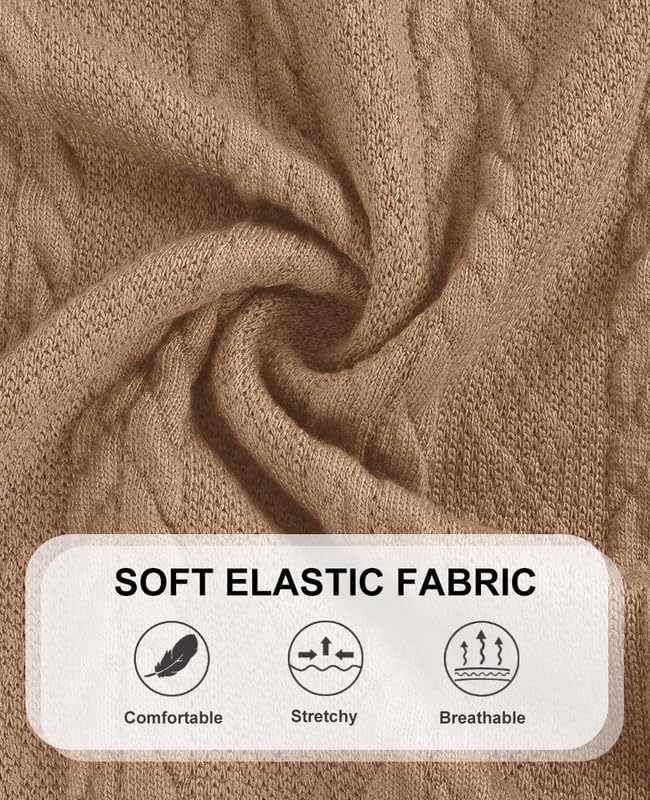 CARCOS Plus Size Sweaters for Women Turtleneck Cable Knit Sweater Long Sleeve Pullover Tops Casual Solid Shirts with Pockets - Image 6