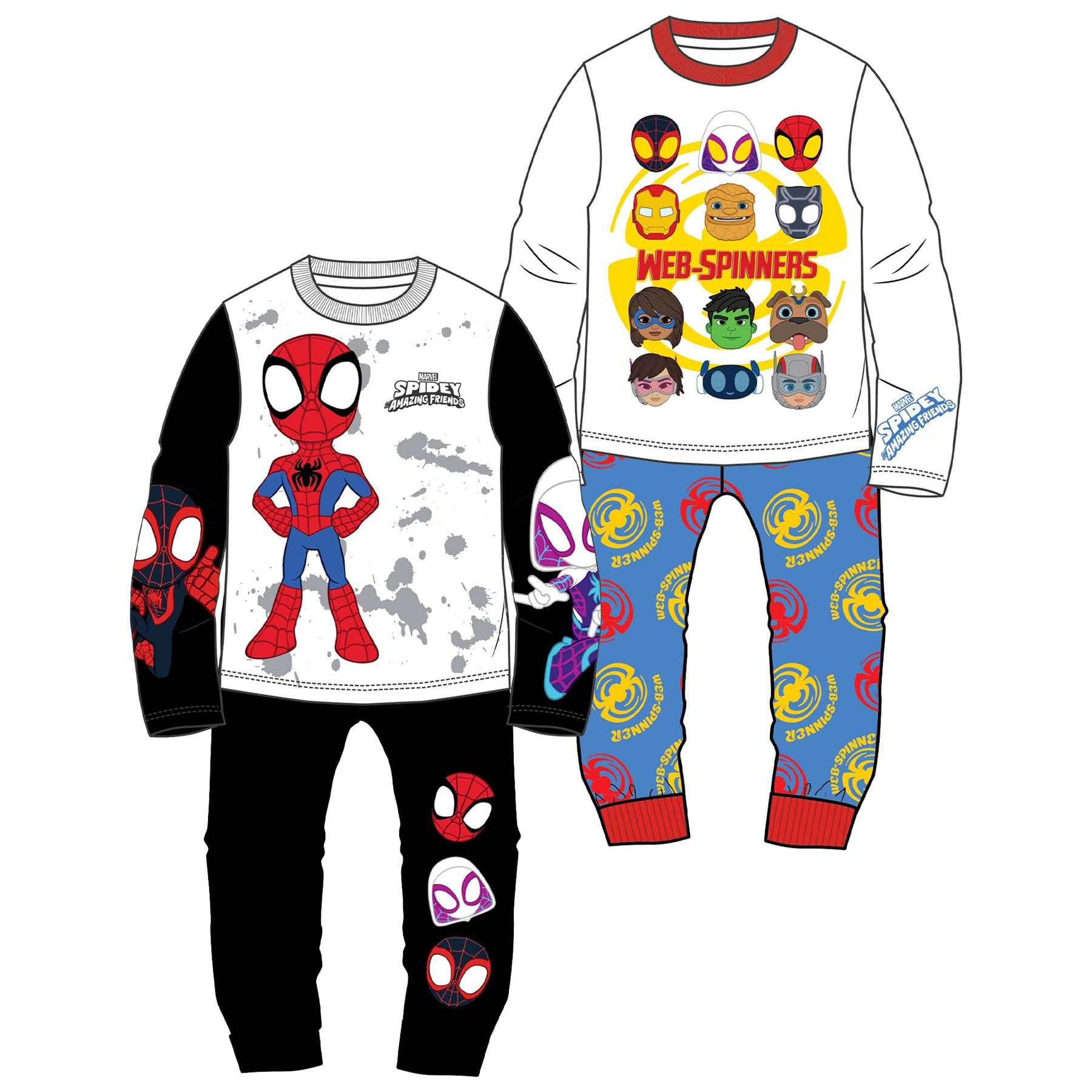 Marvel Spidey And His Amazing Friends Pyjama Set | 2-Pack Web-Spinners Designs | Size 9-10 Years