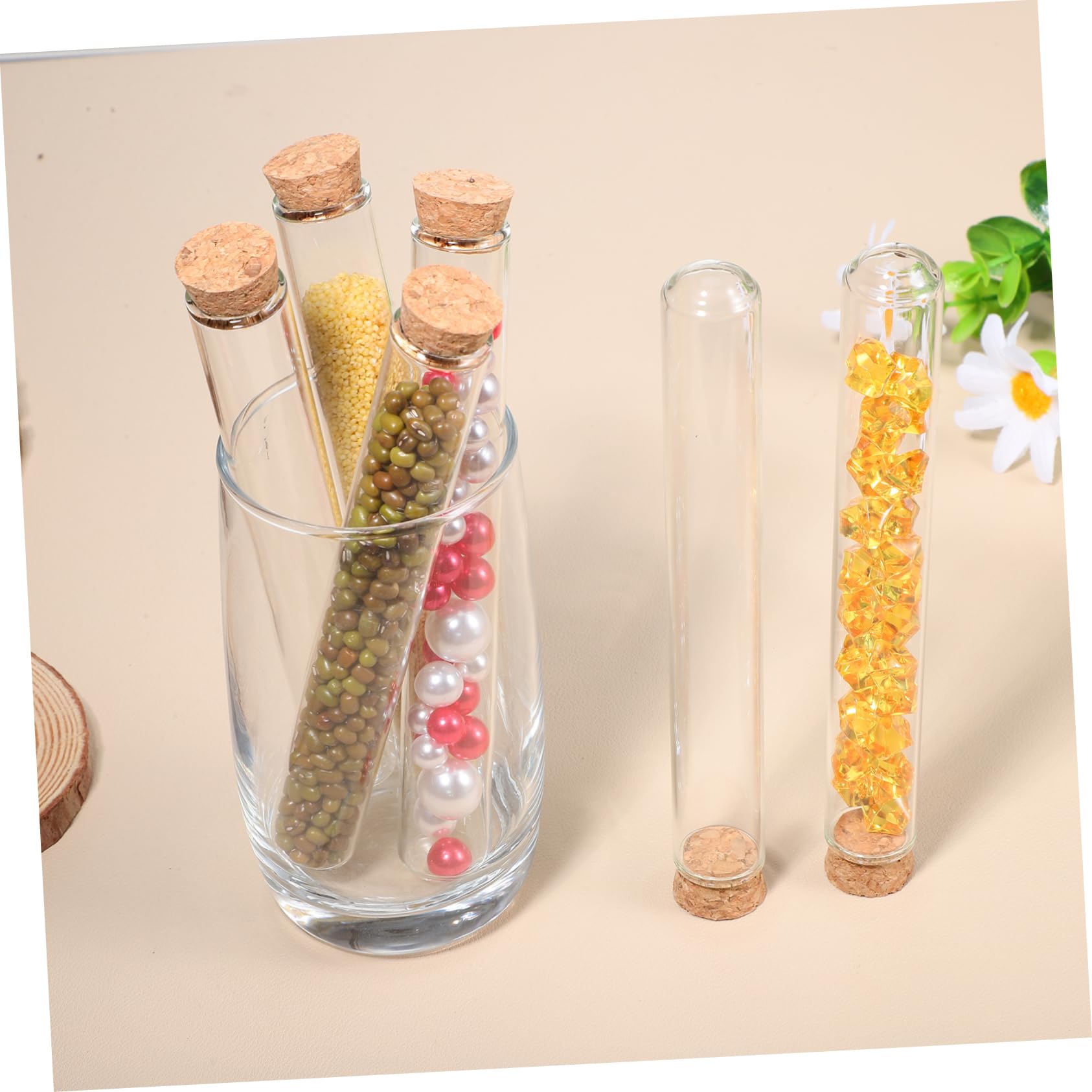 OSOLADY 16 Pcs Tube Scientific Test Tube High White Glass Test Tube Candy Containers Test Lab Tubes