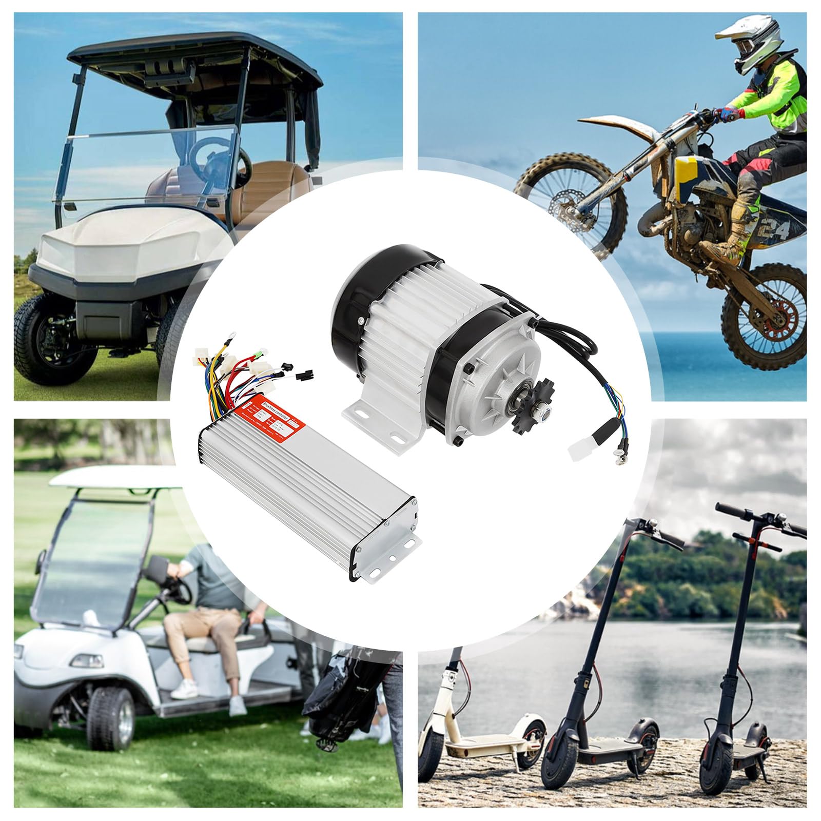 Moteur sans balais, 48V 750W Ensemble de moteur électrique sans balais avec contrôleur, Kit de moteur électrique sans balais à vitesse nominale réglable en trois étapes pour tricycles, vélos