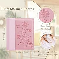 Vista 2 de Artmag Álbum de fotos de 5 x 7 pulgadas, páginas transparentes, con bolsillos, cubierta de cuero, libro deslizante para álbum de fotos