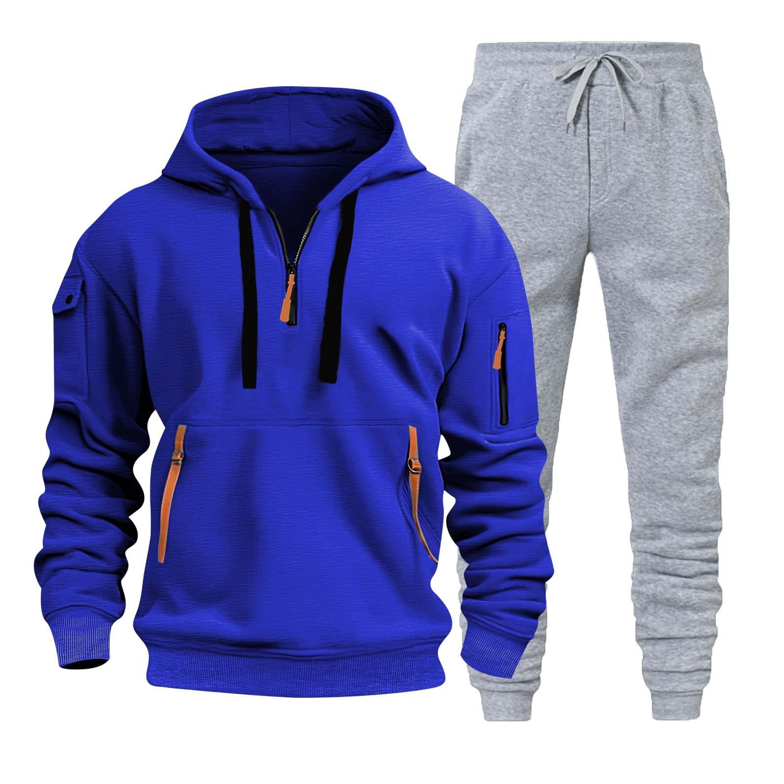 Tuta Uomo Felpata Completa Tute Sportive, Felpa Uomo Con Zip E Cappuccio Due Pezzi Maglia Pantaloni Lunghi Da Allenamento Con Cintura E Tasche Completi Sportivi Da Uomo Comodi Homewear Autunno Inverno