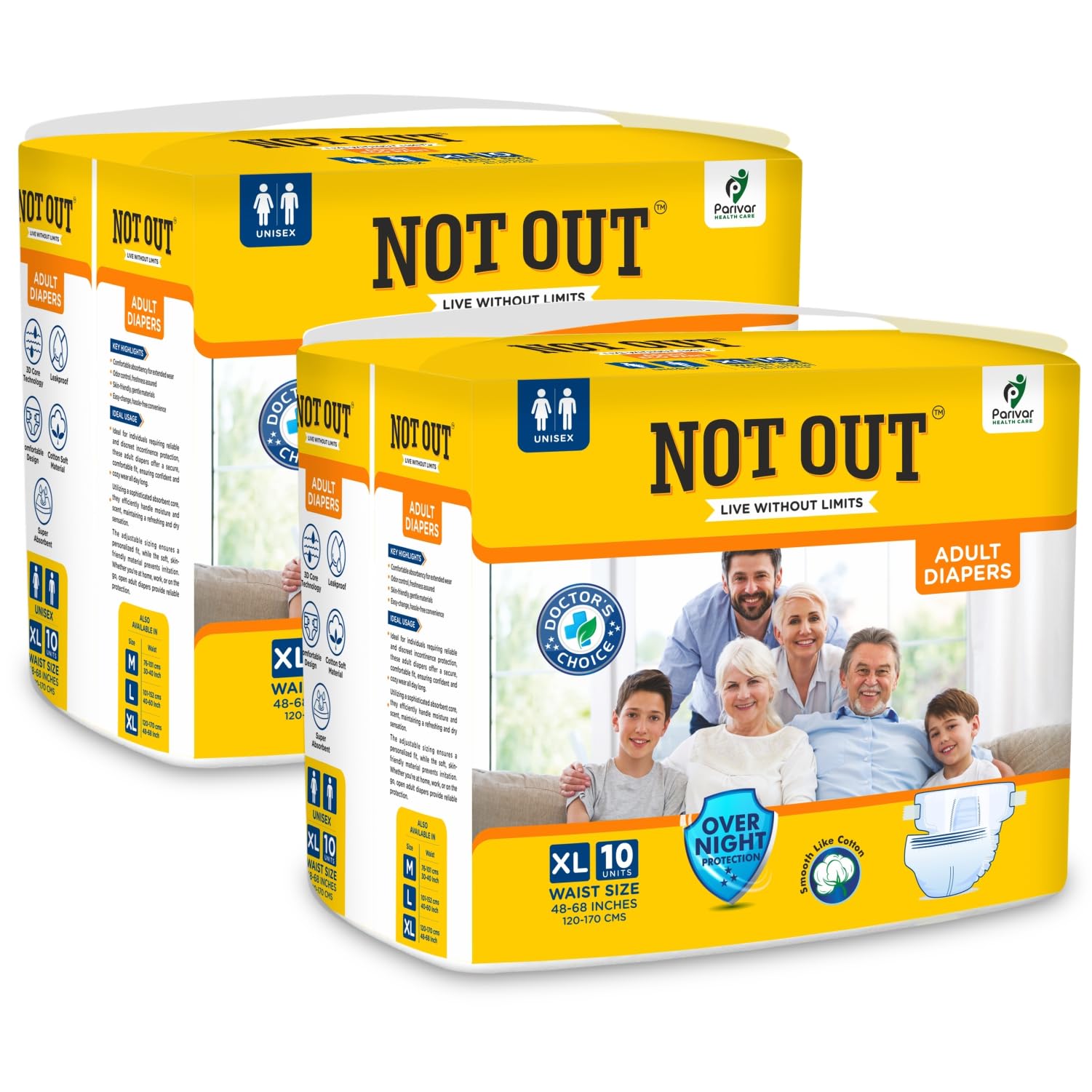 Not Out Adult Diaper Tape Style, Extra Large Size, Waist (120-170cm), 12 Hrs Absorption, Unisex with Extra Soft, Odour Control, 20 Count (Pack of 2) (B0CWR8BNL2) Amazon Price History, Amazon Price Tracker