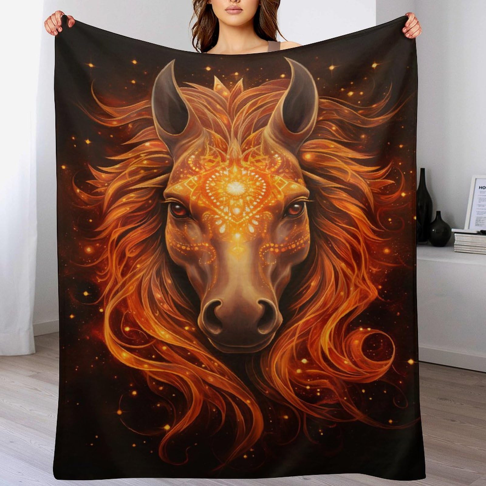 Couverture polaire flannel cheval pour éliminer le froid du lit