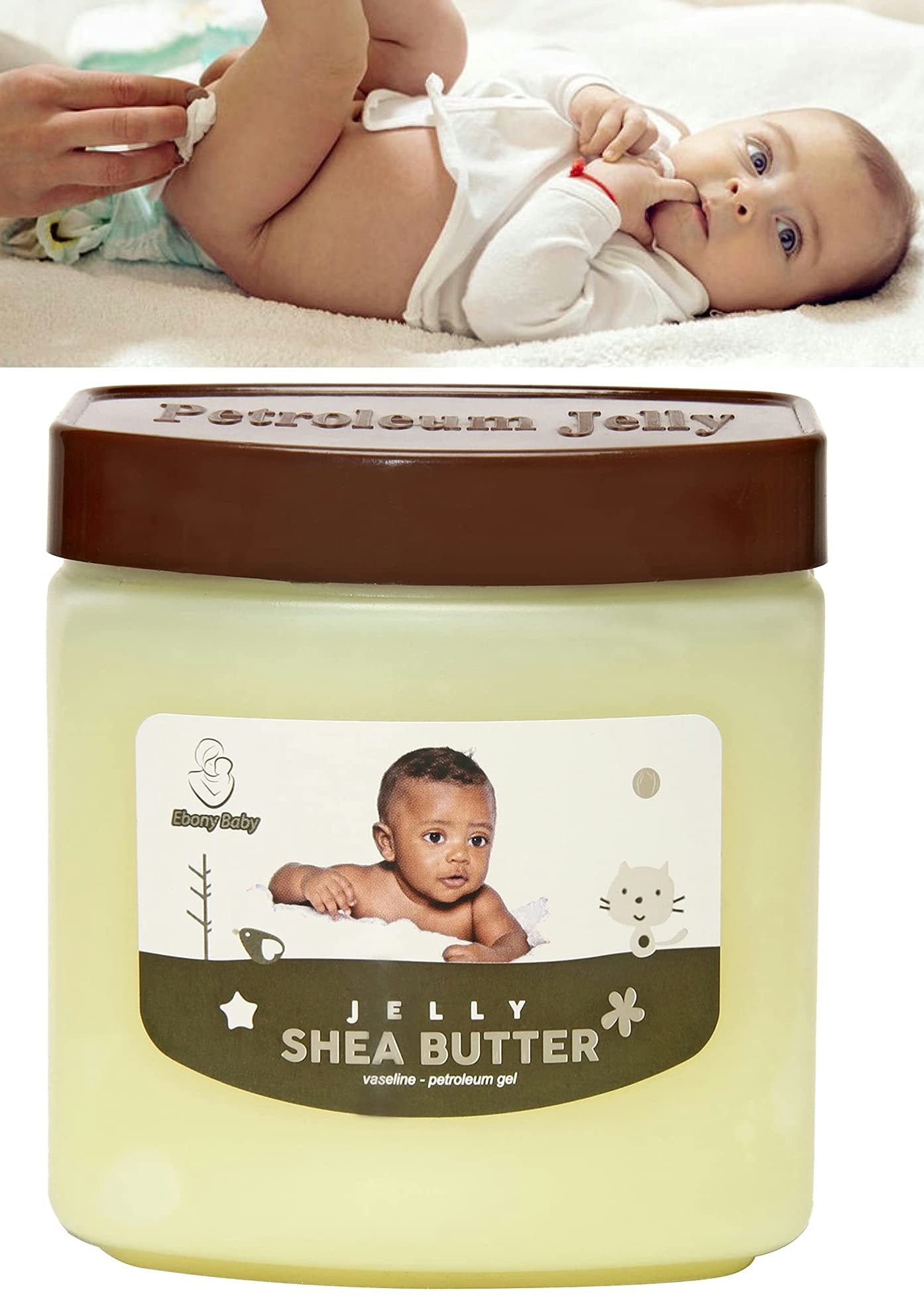 EBONY BABY (USA Brand) SHEA BUTTER PETROLEUM JELLY, pH 5.5 No allergy to skin - 368 gm-image-9