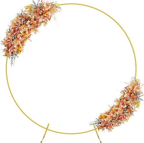 Fomcet Arco de boda de 6.6 pies, soporte redondo de metal dorado, marco de arco de globos, arcos de boda para ceremonia, aniversario, fiesta de
