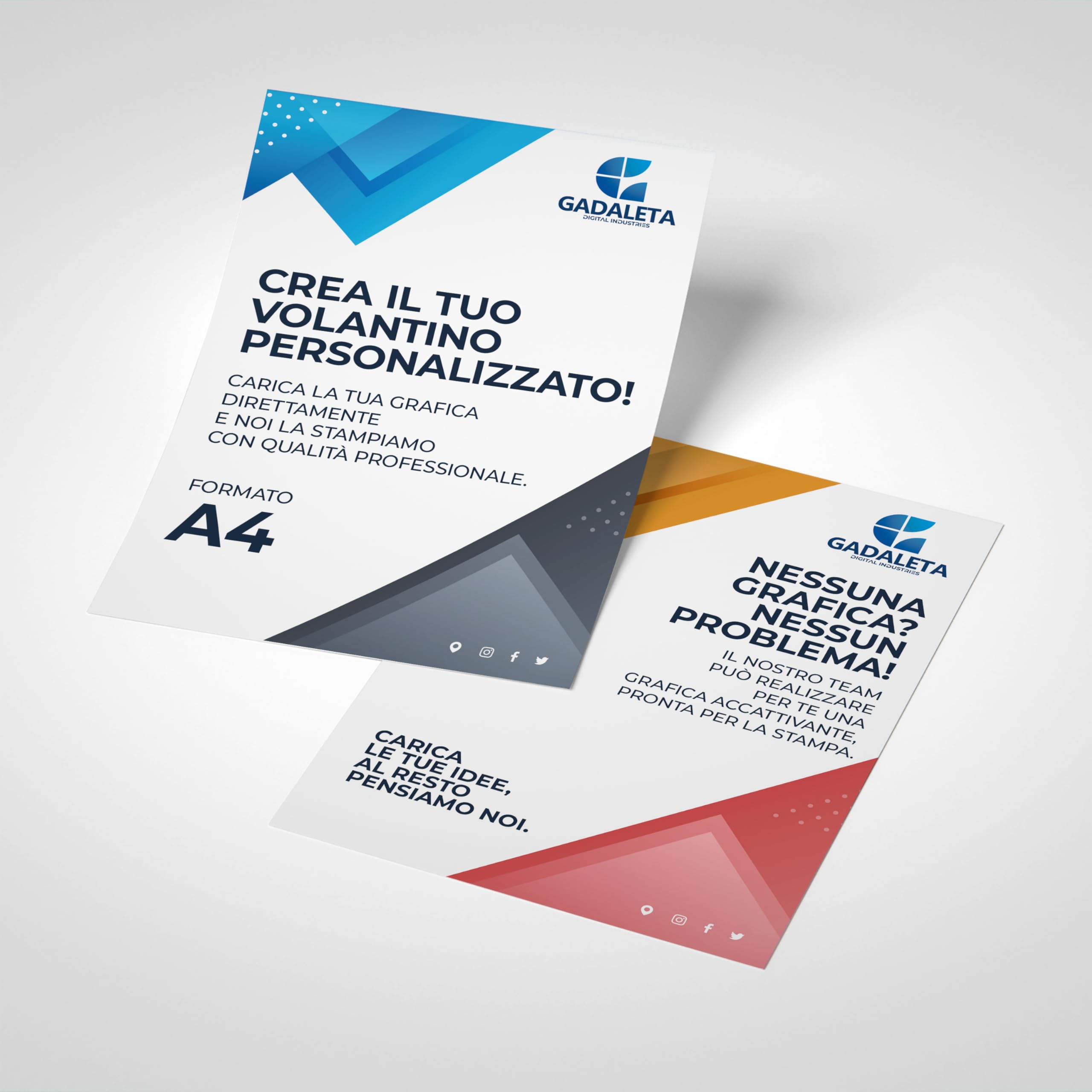 Gadaleta Digital Industries - Volantini Pubblicitari Personalizzati - Flyer Professionali in Carta Patinata 115g - Stampa Fronte/Retro - Ideali per Eventi e Promozioni - Formato A4 (210 x 297 mm)