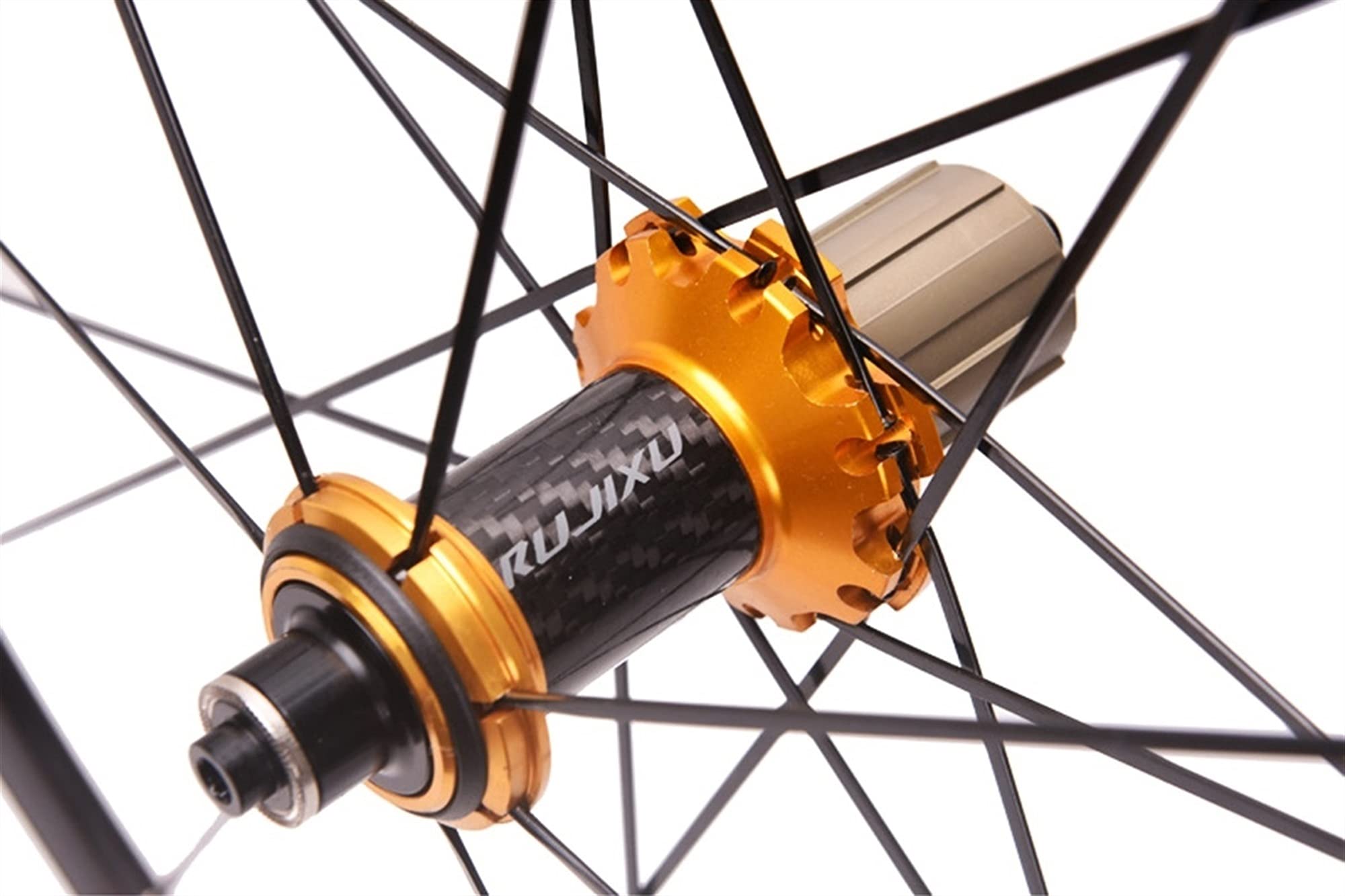 Juego Ruedas Bicicleta 700c Llanta 40mm Ruedas Liberación Rápida Freno V/C Buje Carbono para Casete 7 8 9 10 11 Velocidades 1925g Ruedas Bicicleta Crucero Carretera (Color : Gold hud, Size : 700C)