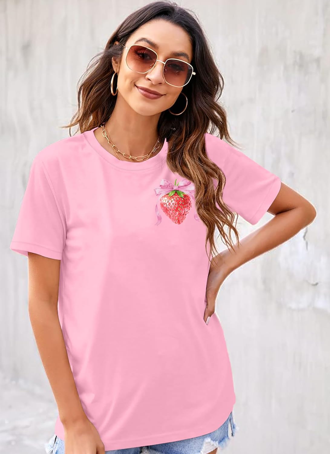 Strawberry Shirt for Women: Cute Strawberry Graphic Tees Fruit Lover Tshirts Casual Garden Tops - Image 3