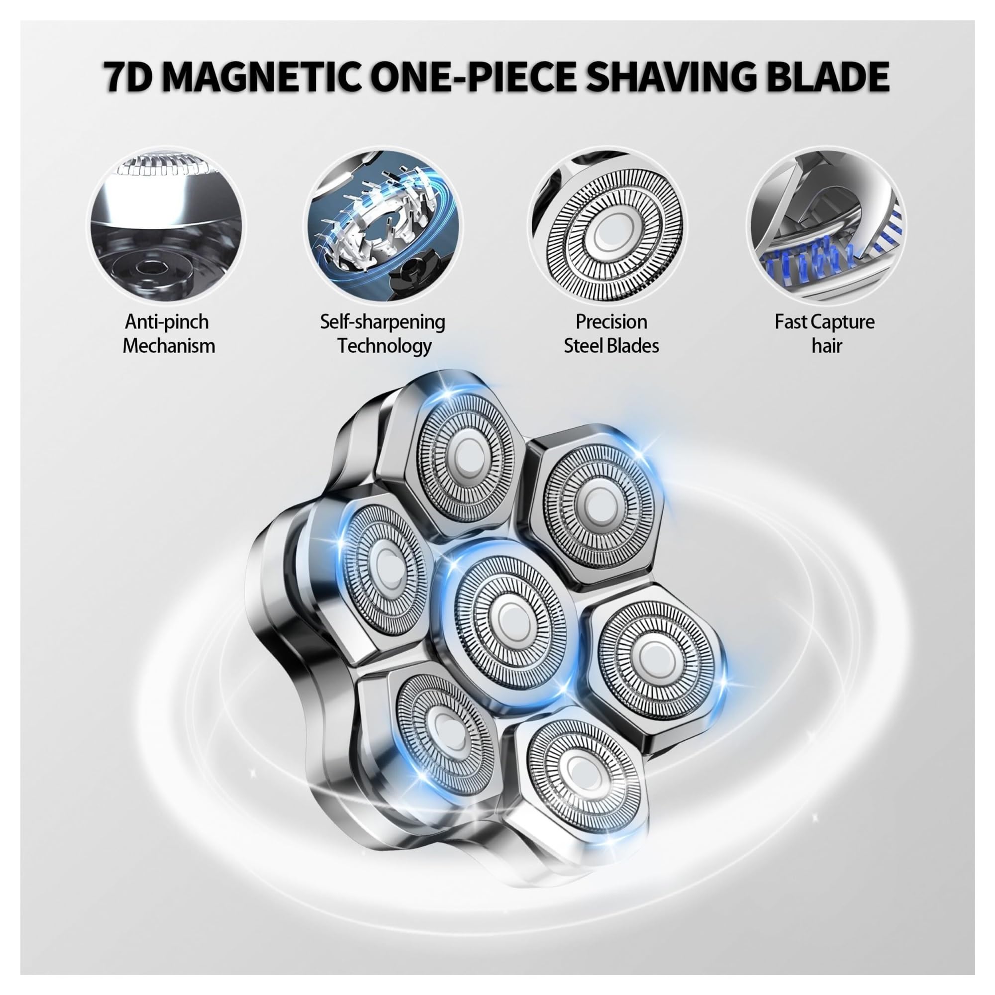 2 Pz 7D Adsorbimento Magnetico Sostituibile Rasoio Elettrico Testa 7 Cutter Lame Galleggianti Sostituibile Rasoio Elettrico Testa Barbiere