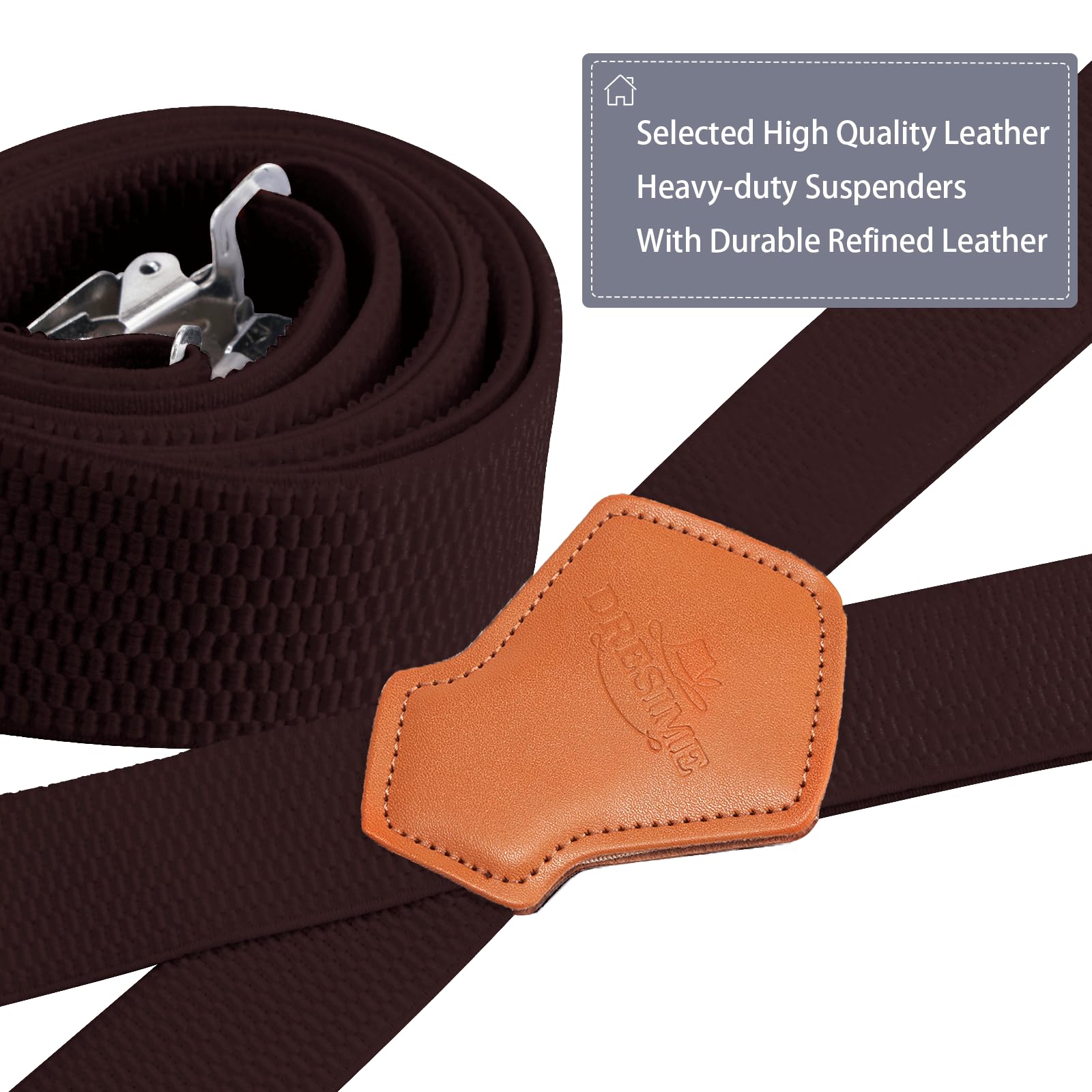 Dresime Bretelle da Uomo per pantaloni con 4 clip forti 4 cm di larghezza, per Uomini e Donne Grandi e alti Larghezza Regolabile di Elastiche e Forma a X Elastica