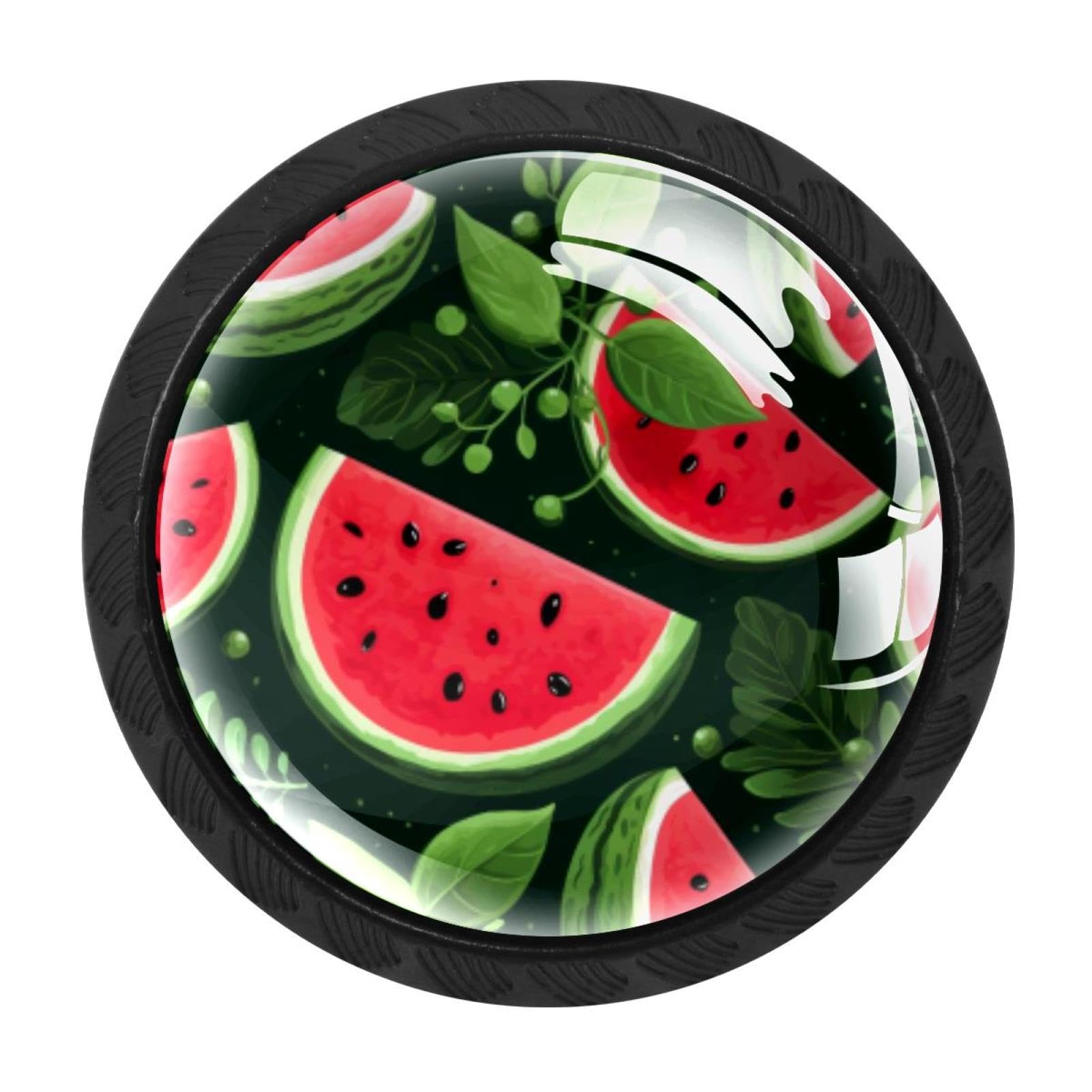 CHENZZZZ 4 pcs Watermelon Cabinet Knobs Crystal Drawer Pulls for Kitchen, Bathroom Cabinet, Dresser and Cupboard